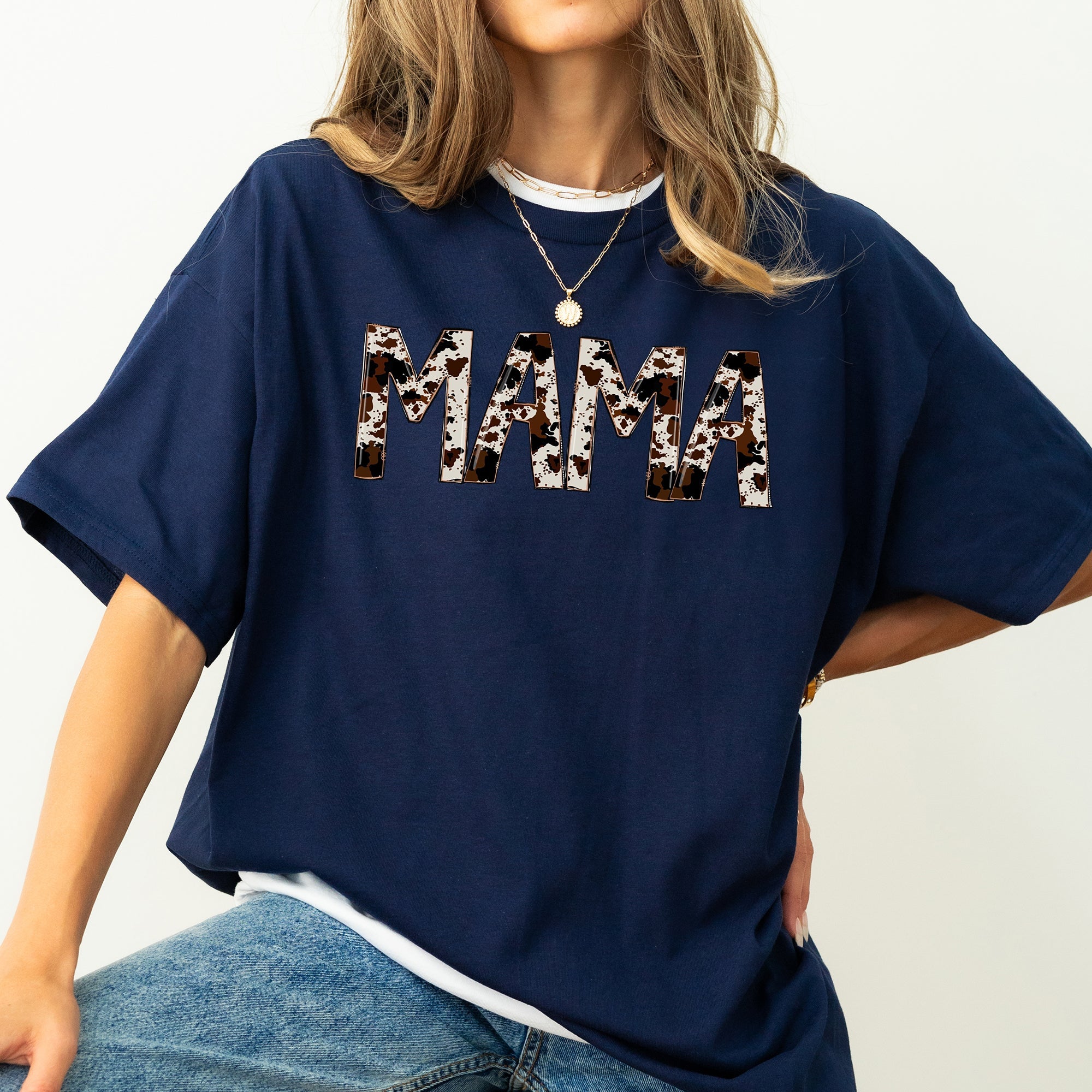 Mama Cow Print Retro Vintage Farmhouse Charm Nostalgic Artwork For Everyday Wear Comfort Colors Tee