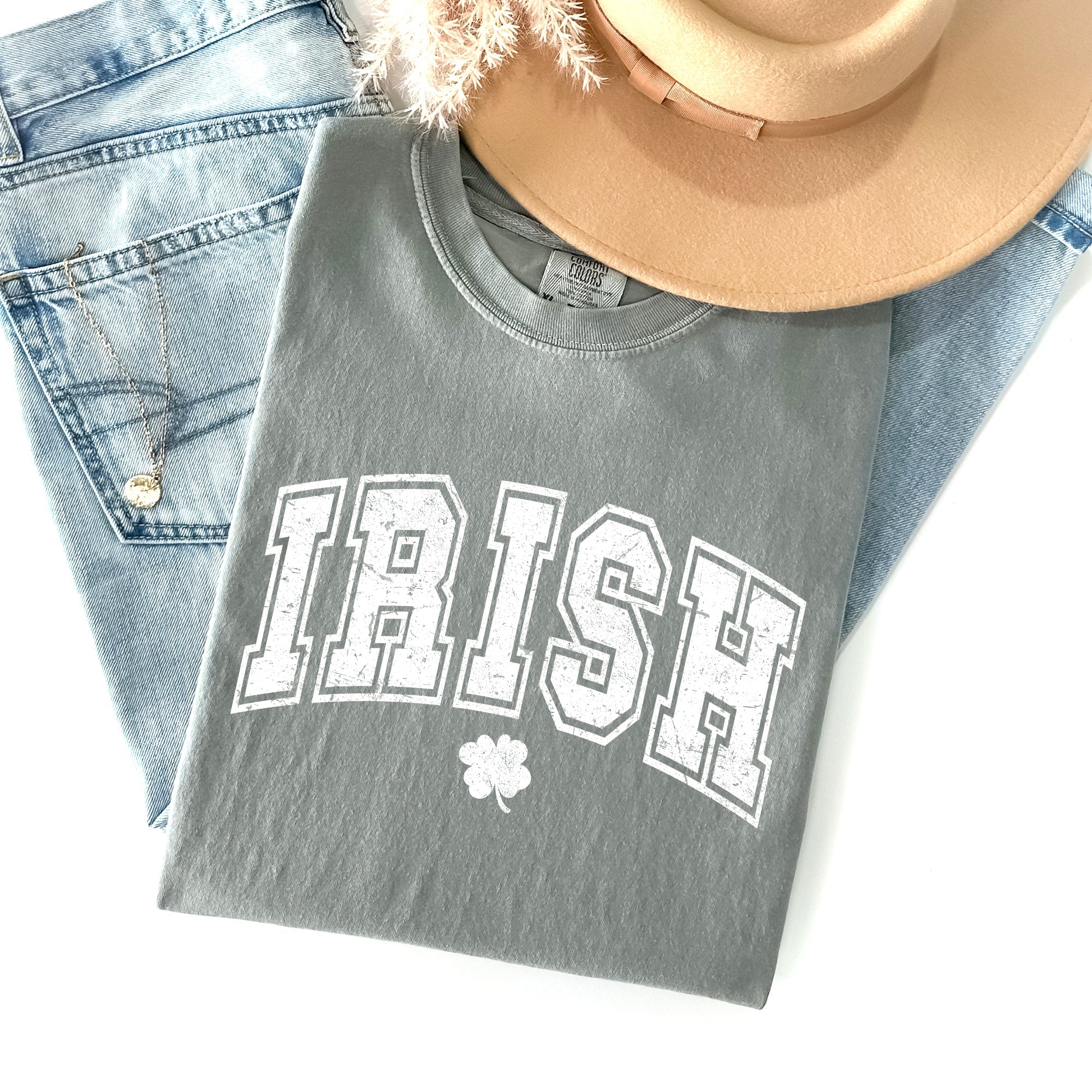 Irish Retro Lettering Collegiate St Patrick's Day Vintage Inspired Comfort Colors Tee