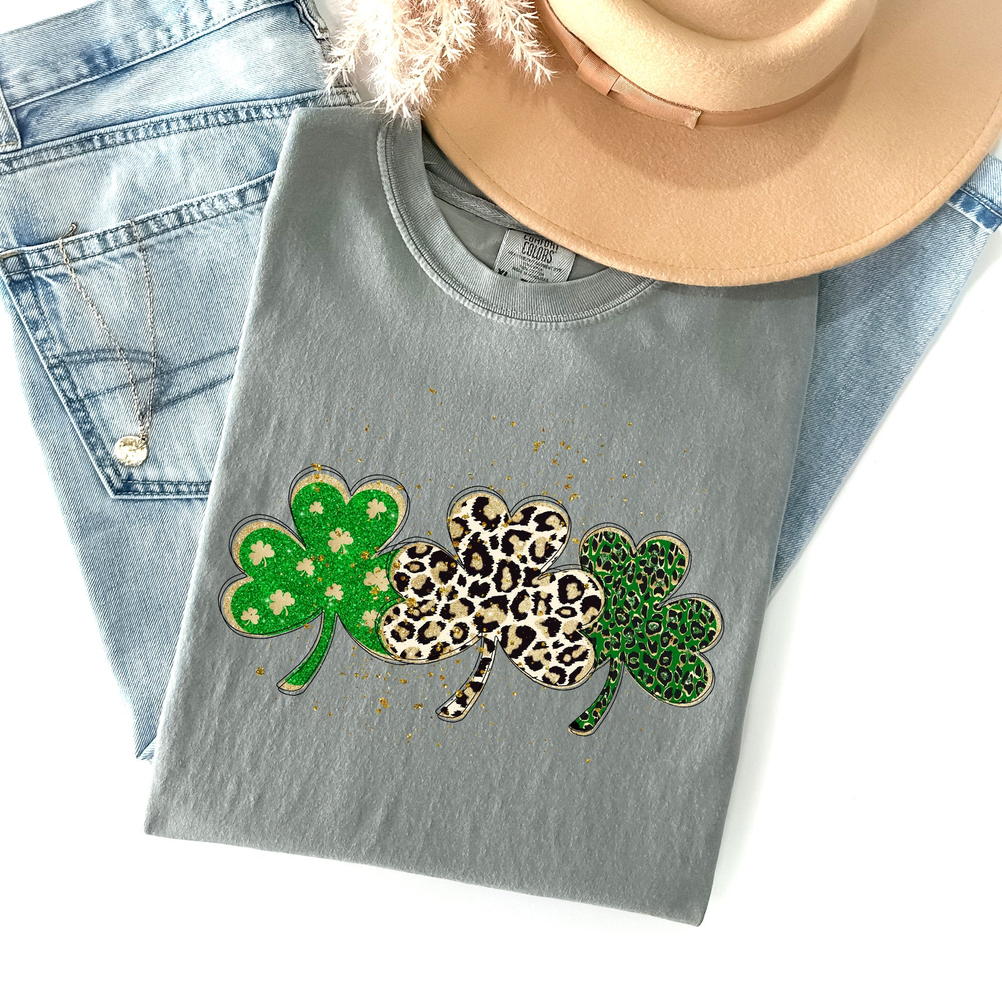 Leopard Print Shamrocks St Patrick's Day Limited Edition Collection Comfort Colors Tee