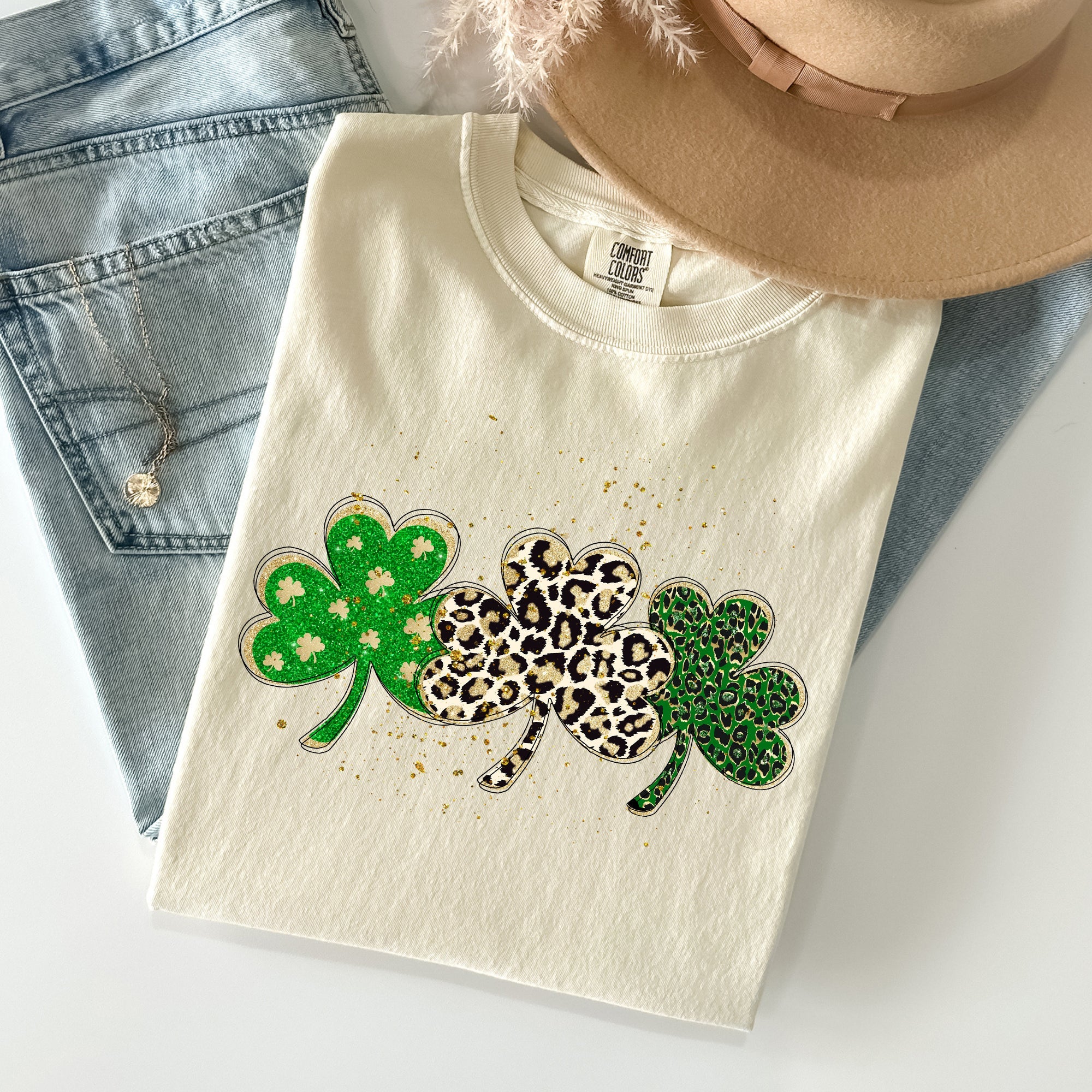 Leopard Print Shamrocks St Patrick's Day Limited Edition Collection Comfort Colors Tee
