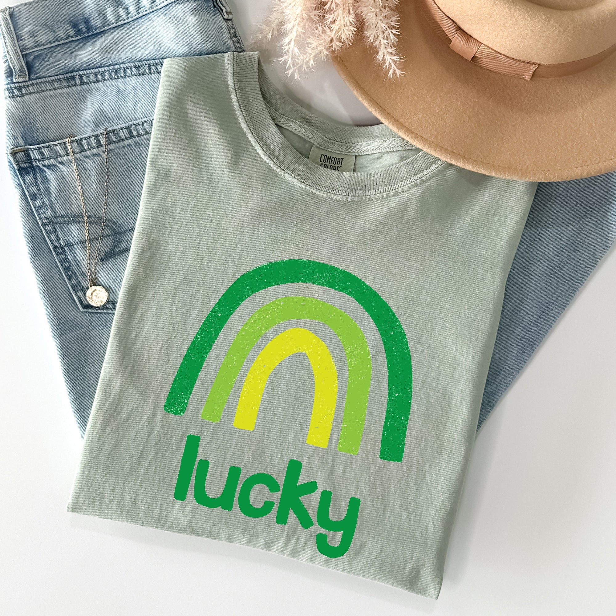 Lucky Rainbow St Patrick's Day Limited Edition Vintage Inspired Comfort Colors Tee