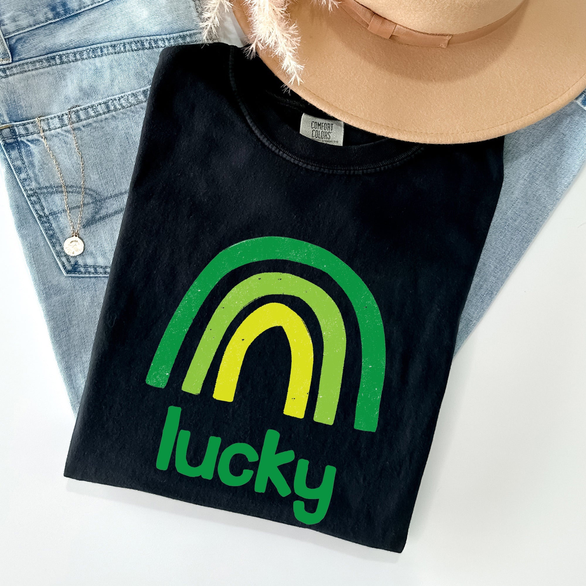 Lucky Rainbow St Patrick's Day Limited Edition Vintage Inspired Comfort Colors Tee