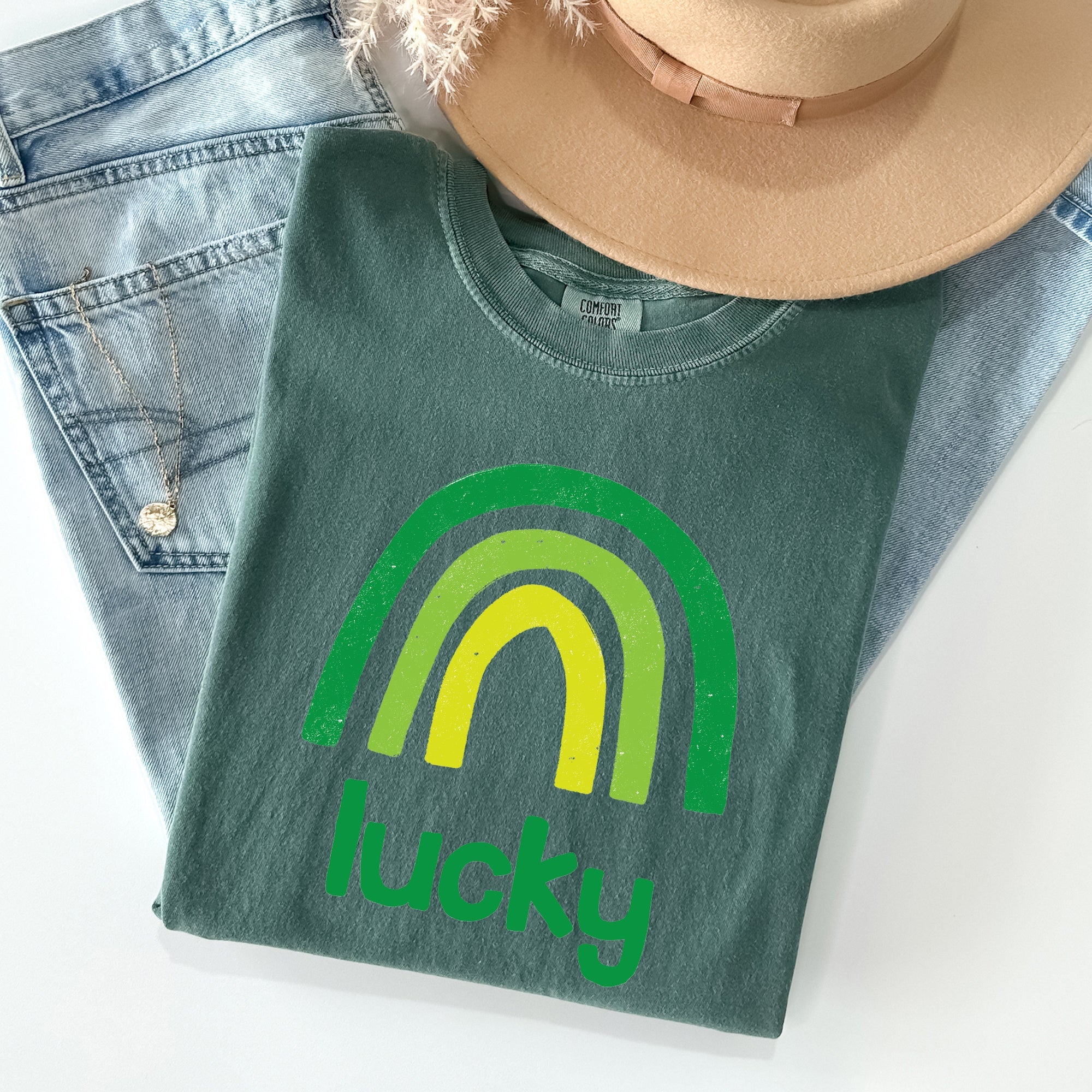 Lucky Rainbow St Patrick's Day Limited Edition Vintage Inspired Comfort Colors Tee