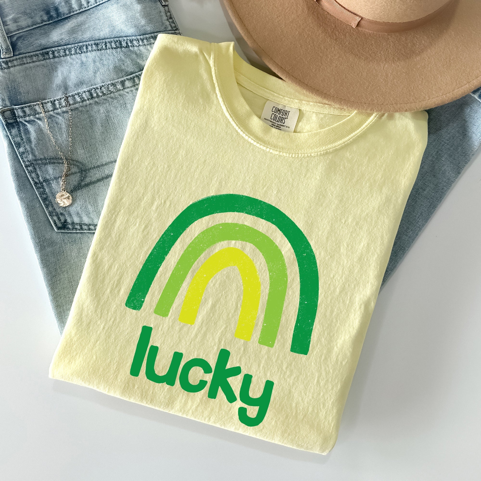 Lucky Rainbow St Patrick's Day Limited Edition Vintage Inspired Comfort Colors Tee