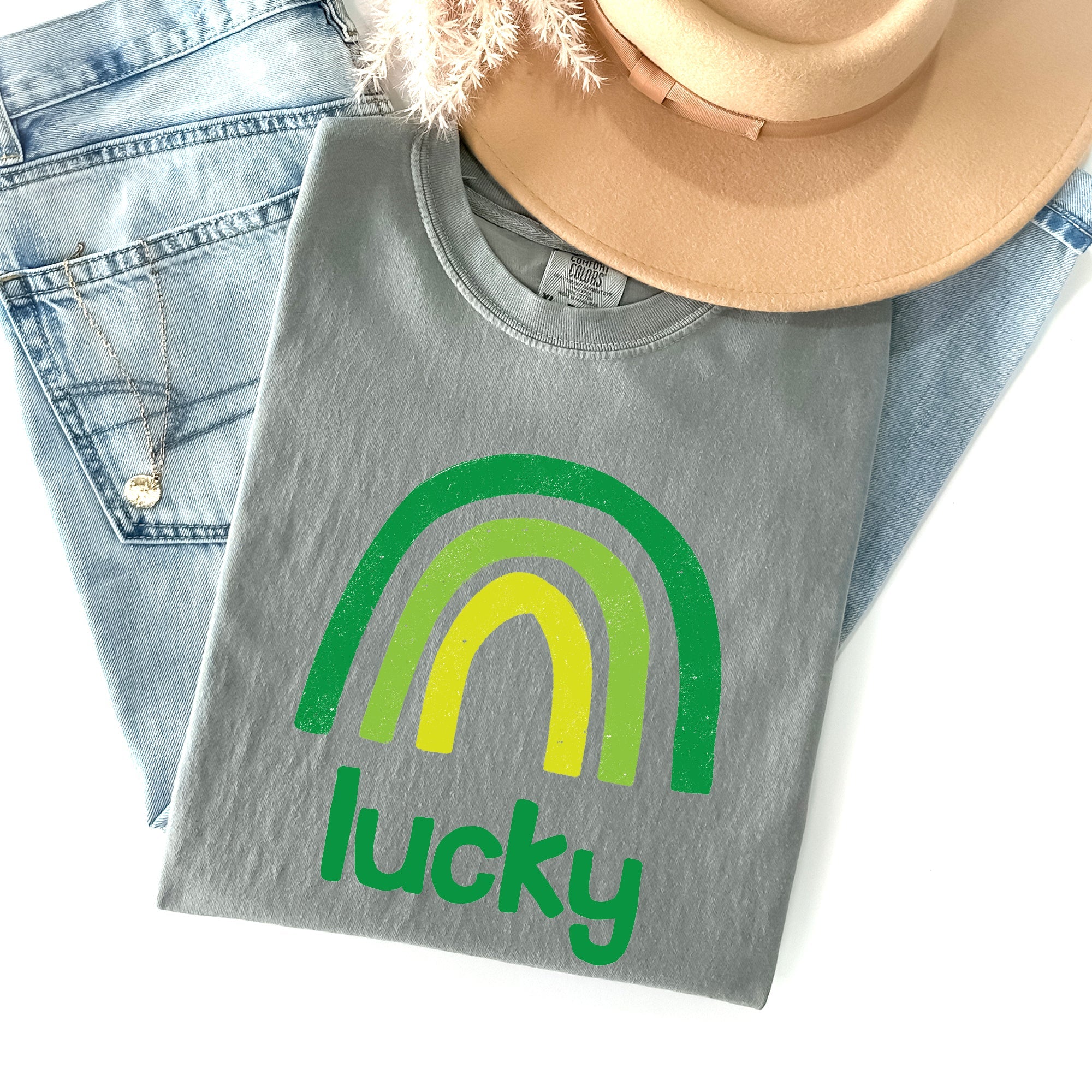 Lucky Rainbow St Patrick's Day Limited Edition Vintage Inspired Comfort Colors Tee