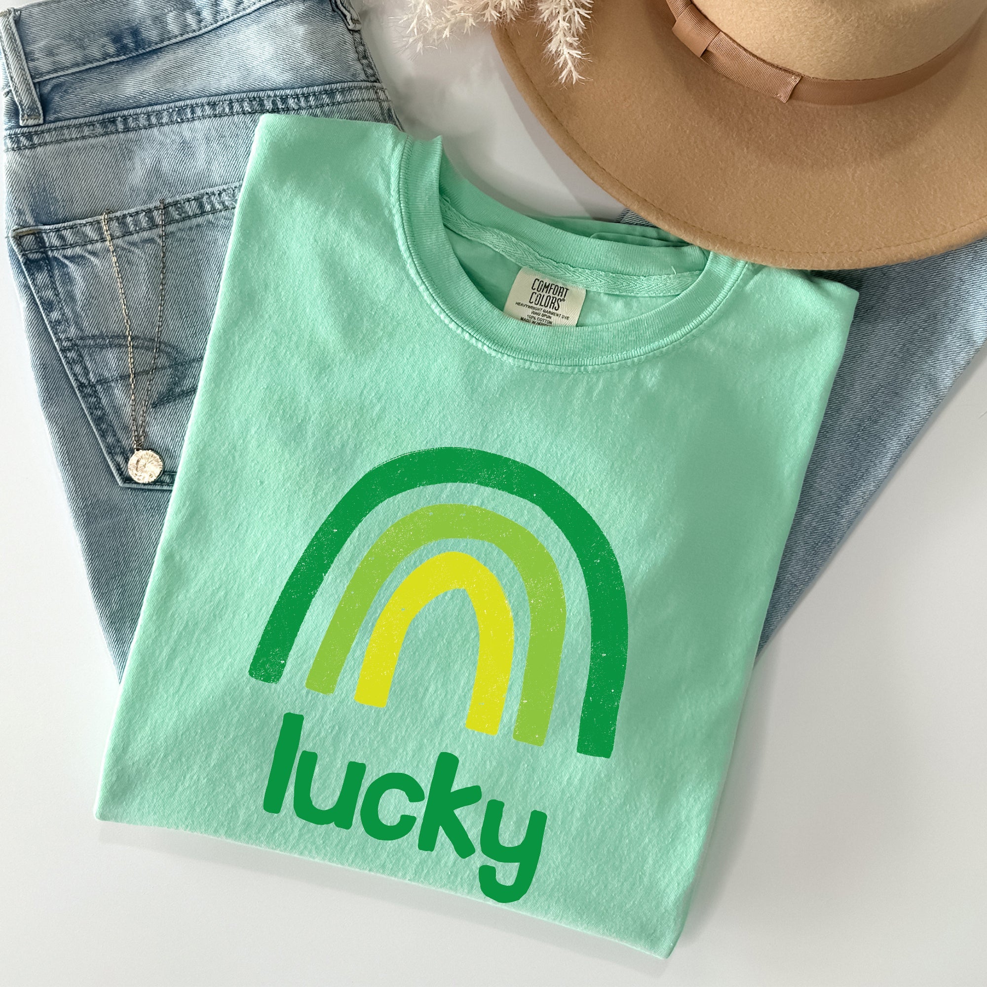Lucky Rainbow St Patrick's Day Limited Edition Vintage Inspired Comfort Colors Tee