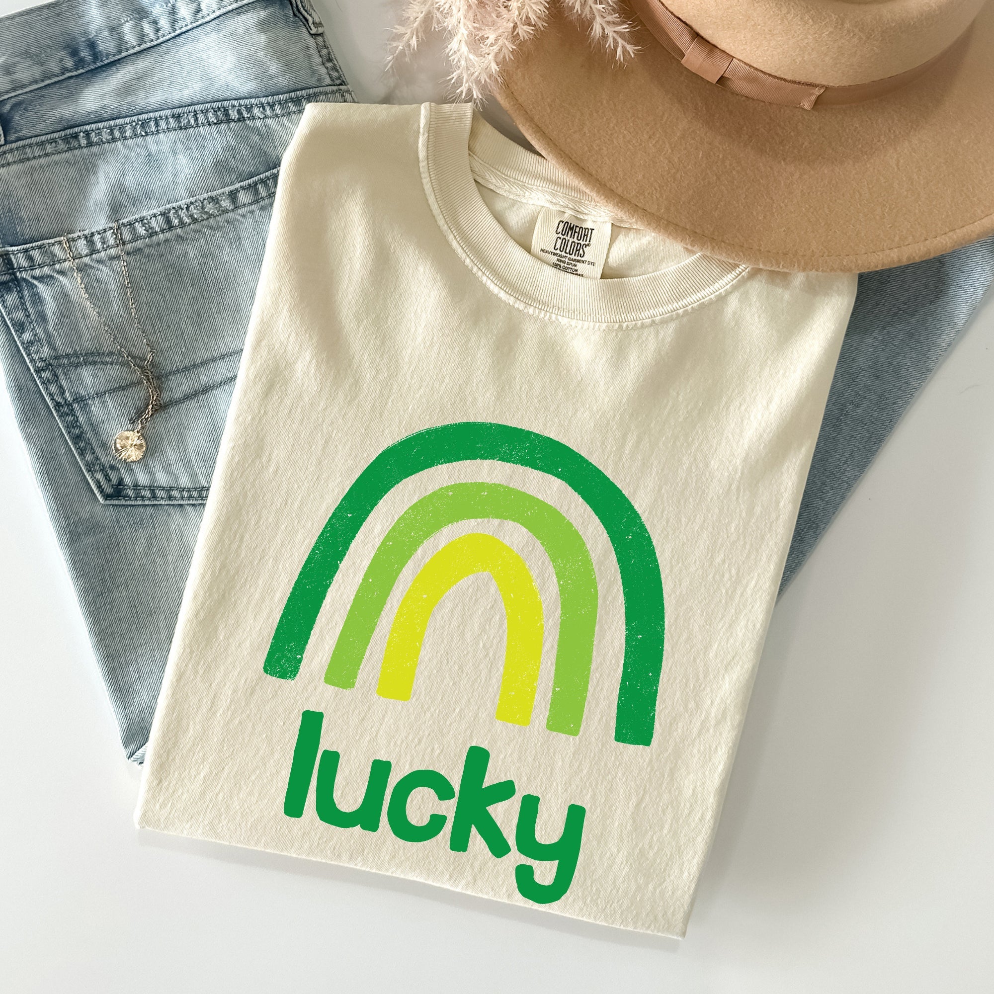 Lucky Rainbow St Patrick's Day Limited Edition Vintage Inspired Comfort Colors Tee