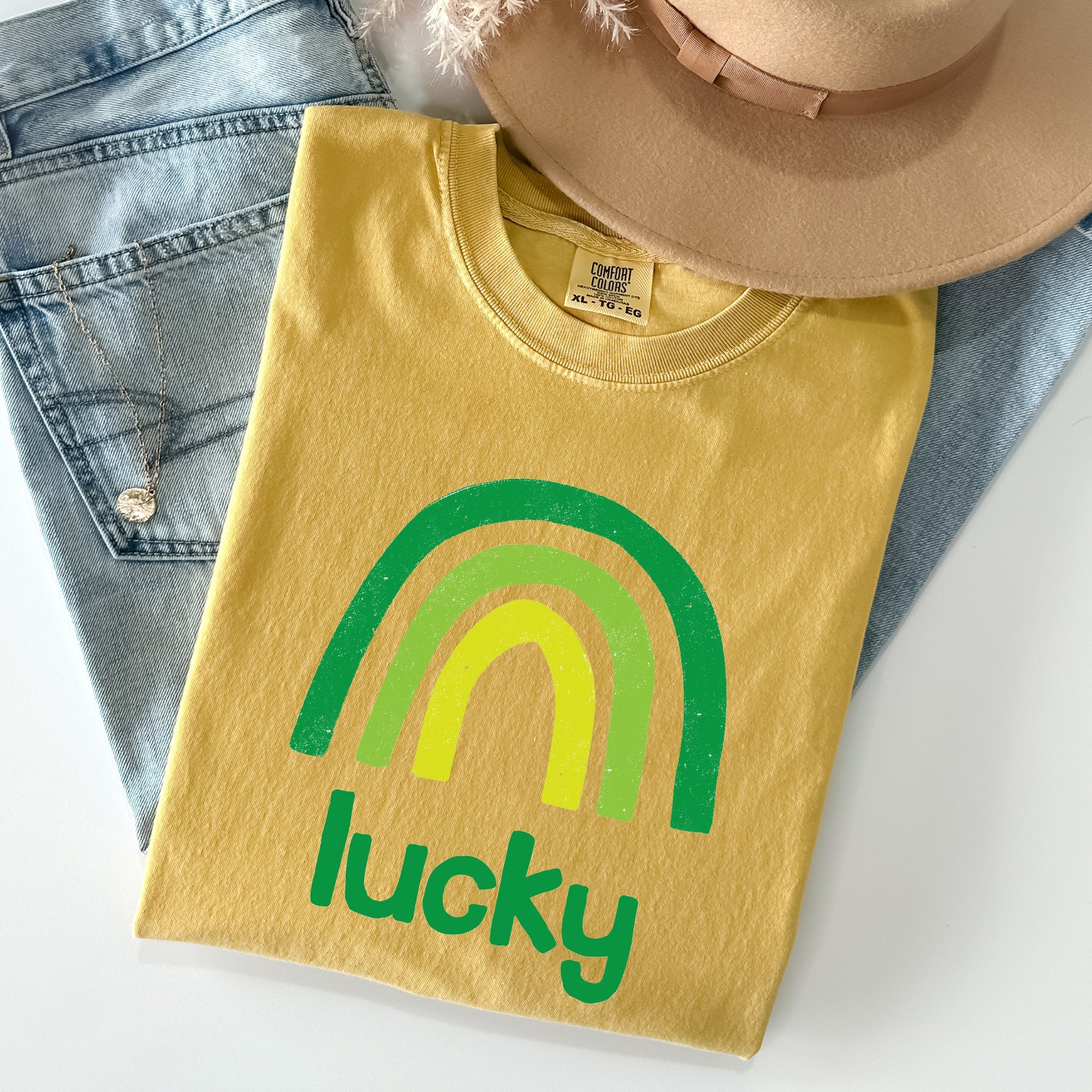 Lucky Rainbow St Patrick's Day Limited Edition Vintage Inspired Comfort Colors Tee