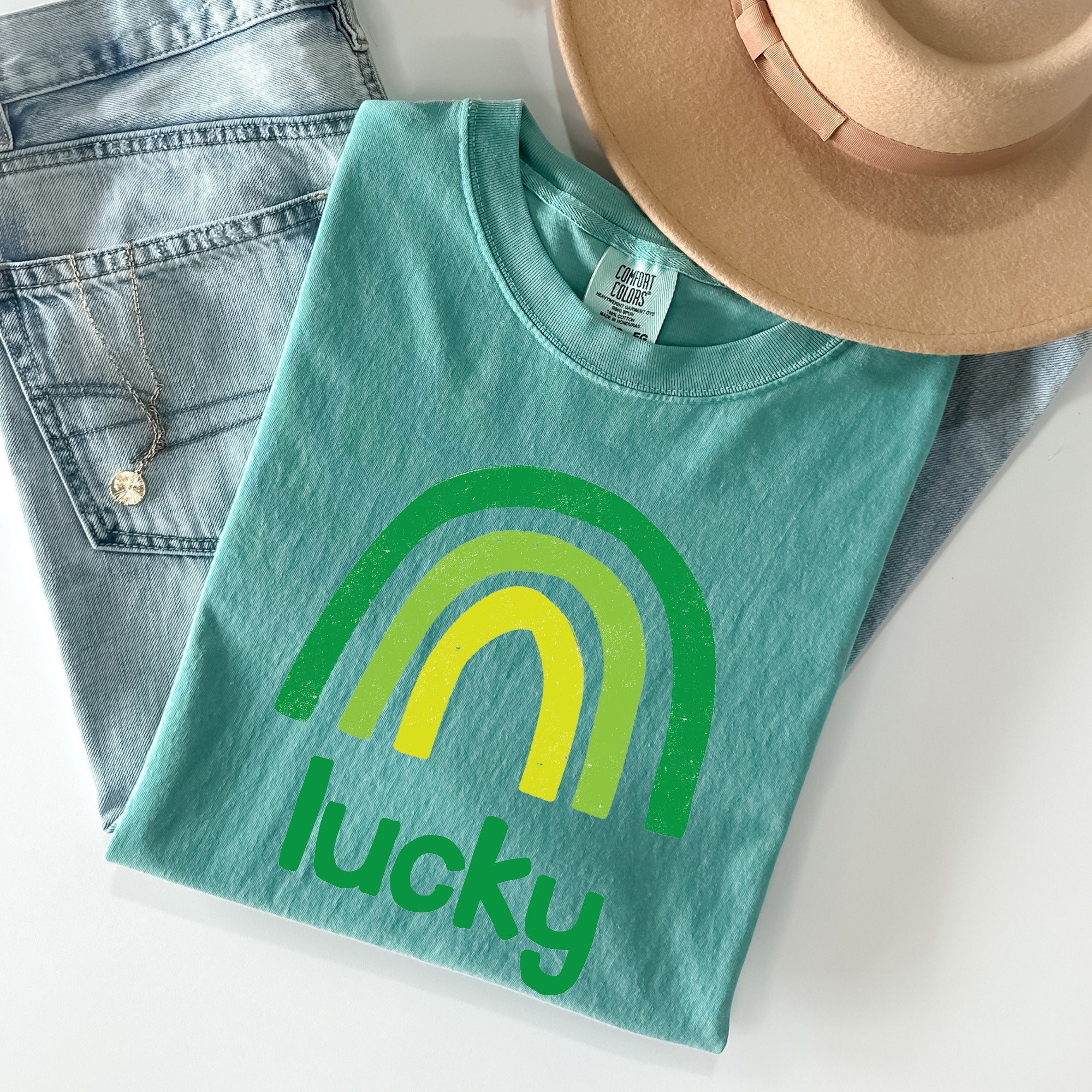 Lucky Rainbow St Patrick's Day Limited Edition Vintage Inspired Comfort Colors Tee