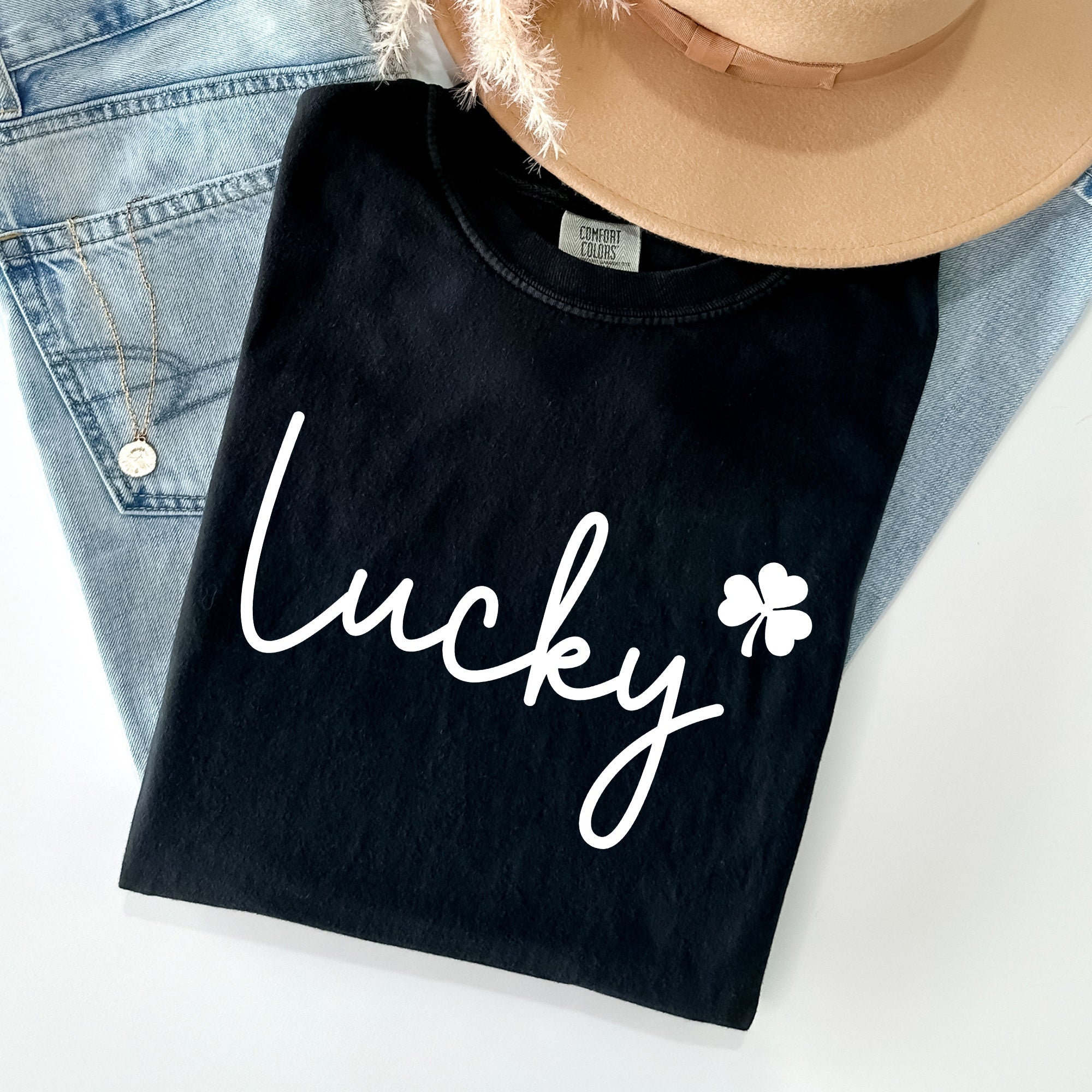 Lucky, Shamrock, St Patrick's Day Comfort Colors Tee
