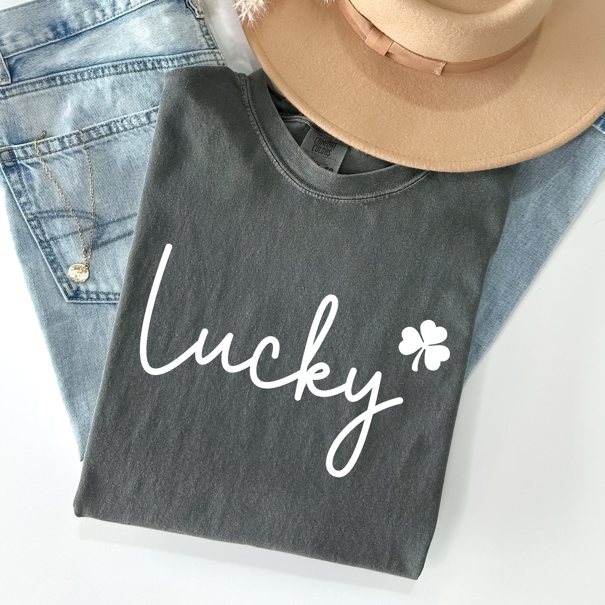 Lucky, Shamrock, St Patrick's Day Comfort Colors Tee