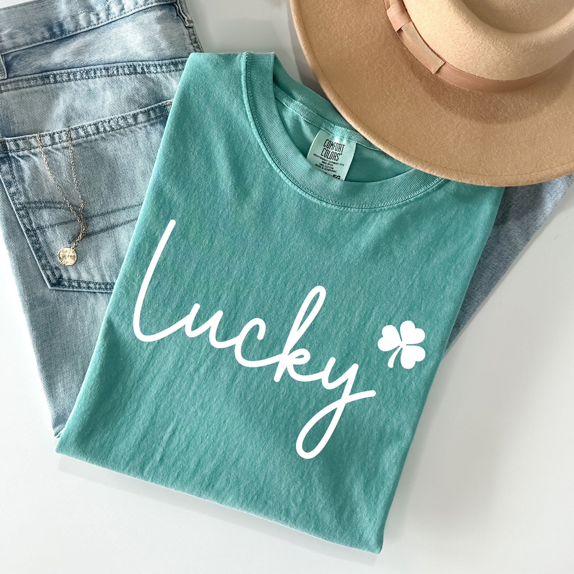Lucky, Shamrock, St Patrick's Day Comfort Colors Tee