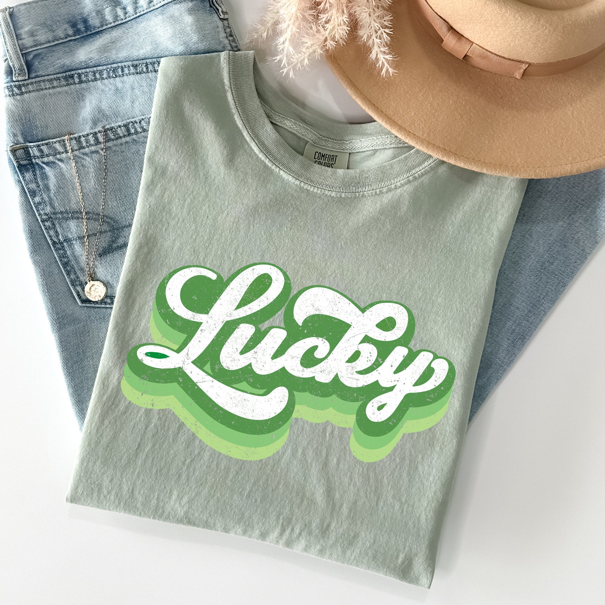Retro Lucky Vintage Style St Patrick's Day Holiday Parade Edition Comfort Colors Tee