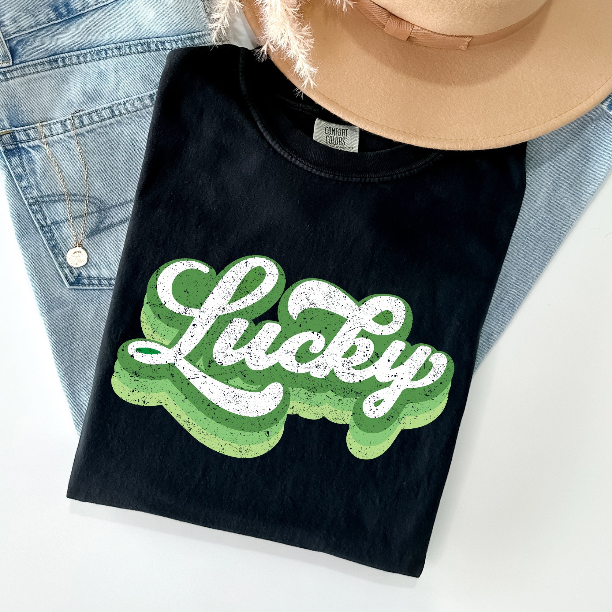 Retro Lucky Vintage Style St Patrick's Day Holiday Parade Edition Comfort Colors Tee