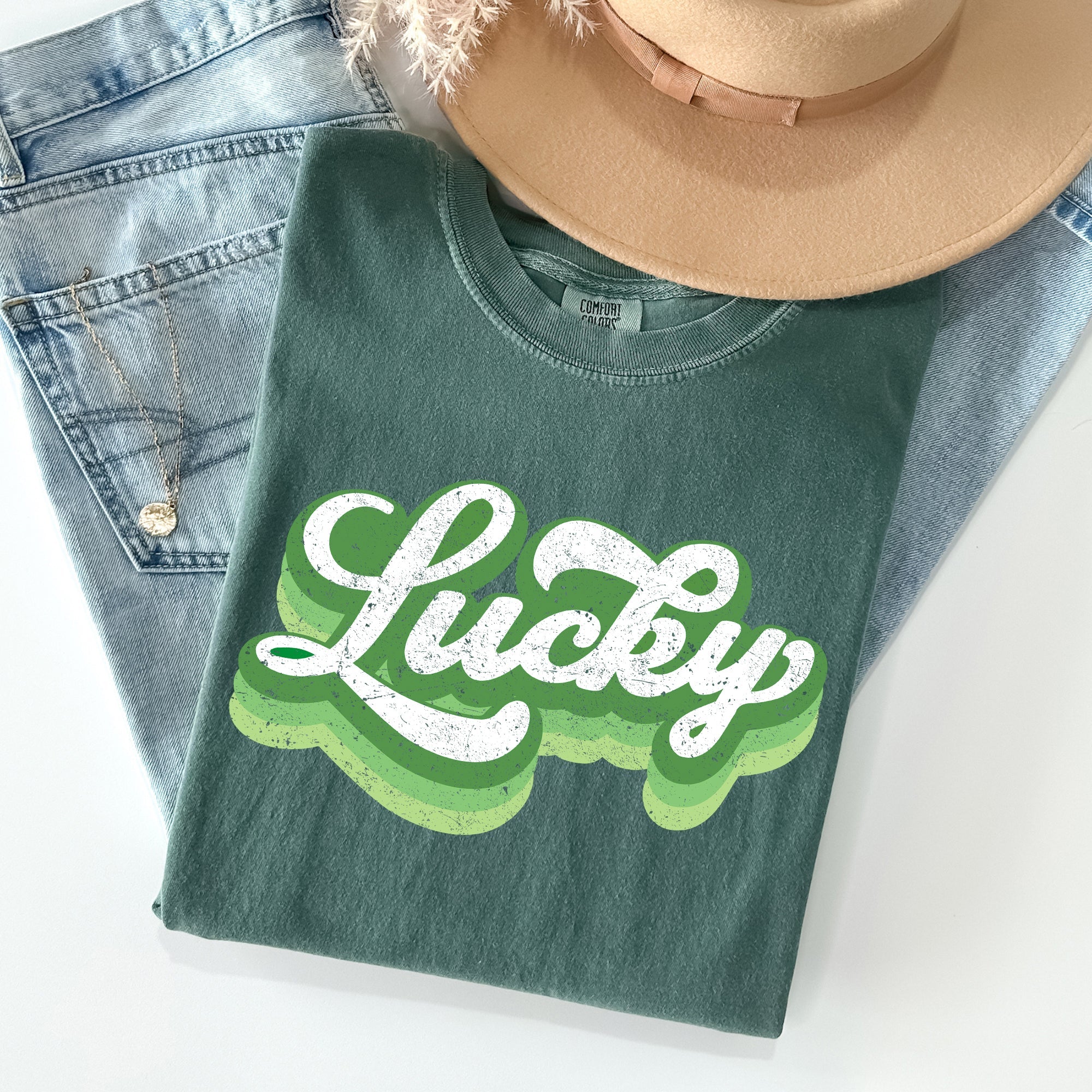 Retro Lucky Vintage Style St Patrick's Day Holiday Parade Edition Comfort Colors Tee