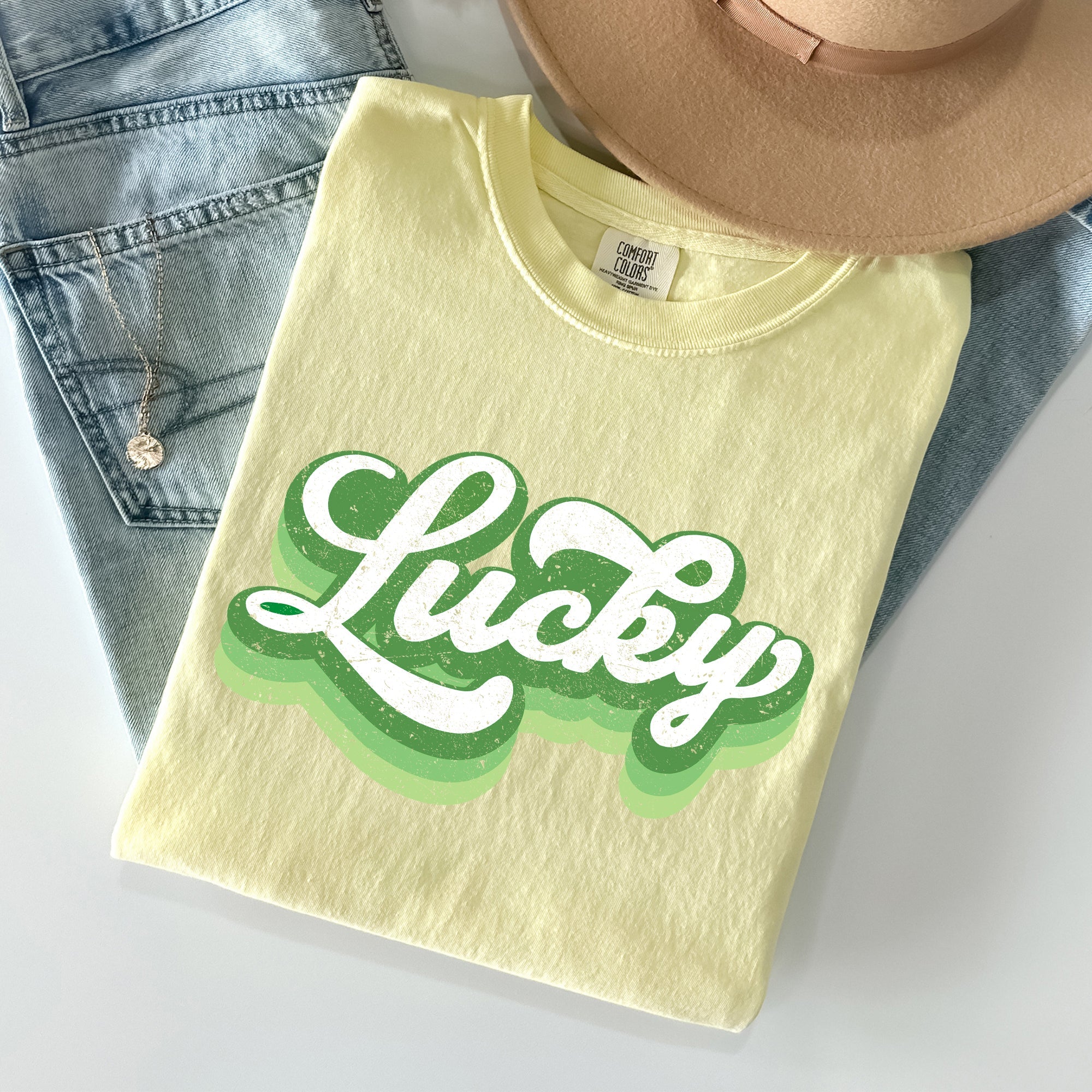 Retro Lucky Vintage Style St Patrick's Day Holiday Parade Edition Comfort Colors Tee