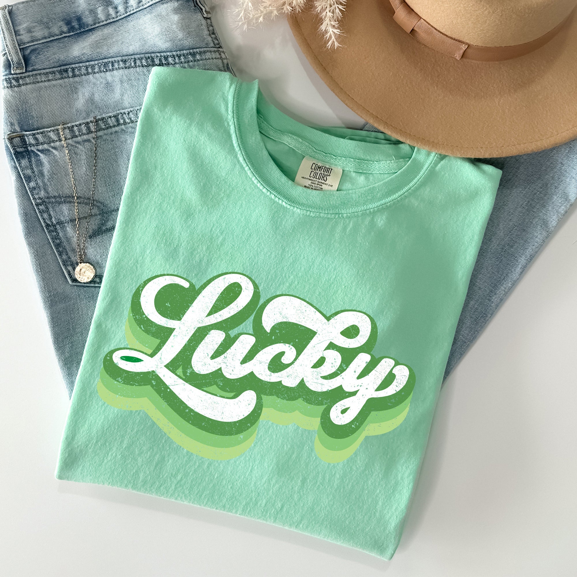 Retro Lucky Vintage Style St Patrick's Day Holiday Parade Edition Comfort Colors Tee