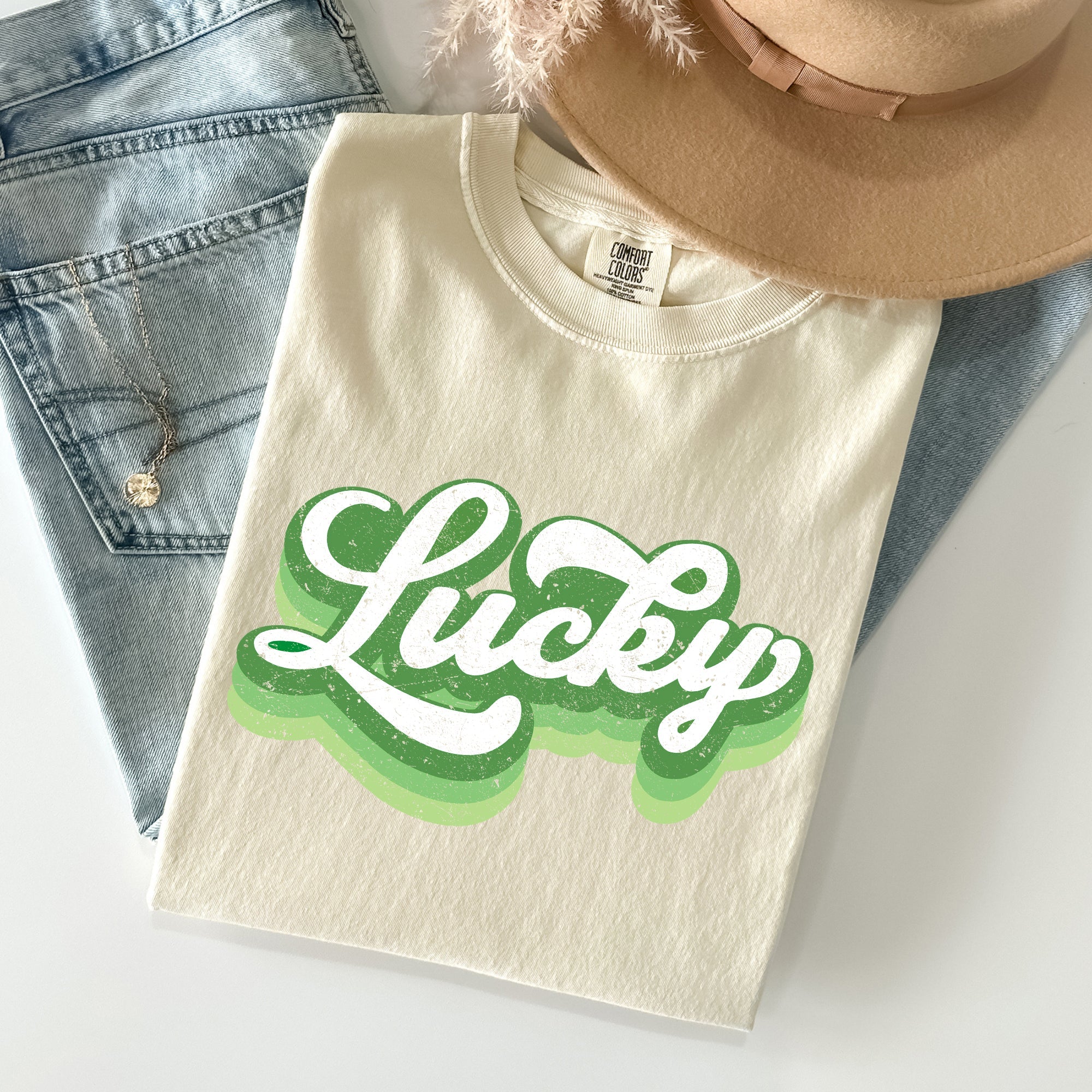 Retro Lucky Vintage Style St Patrick's Day Holiday Parade Edition Comfort Colors Tee