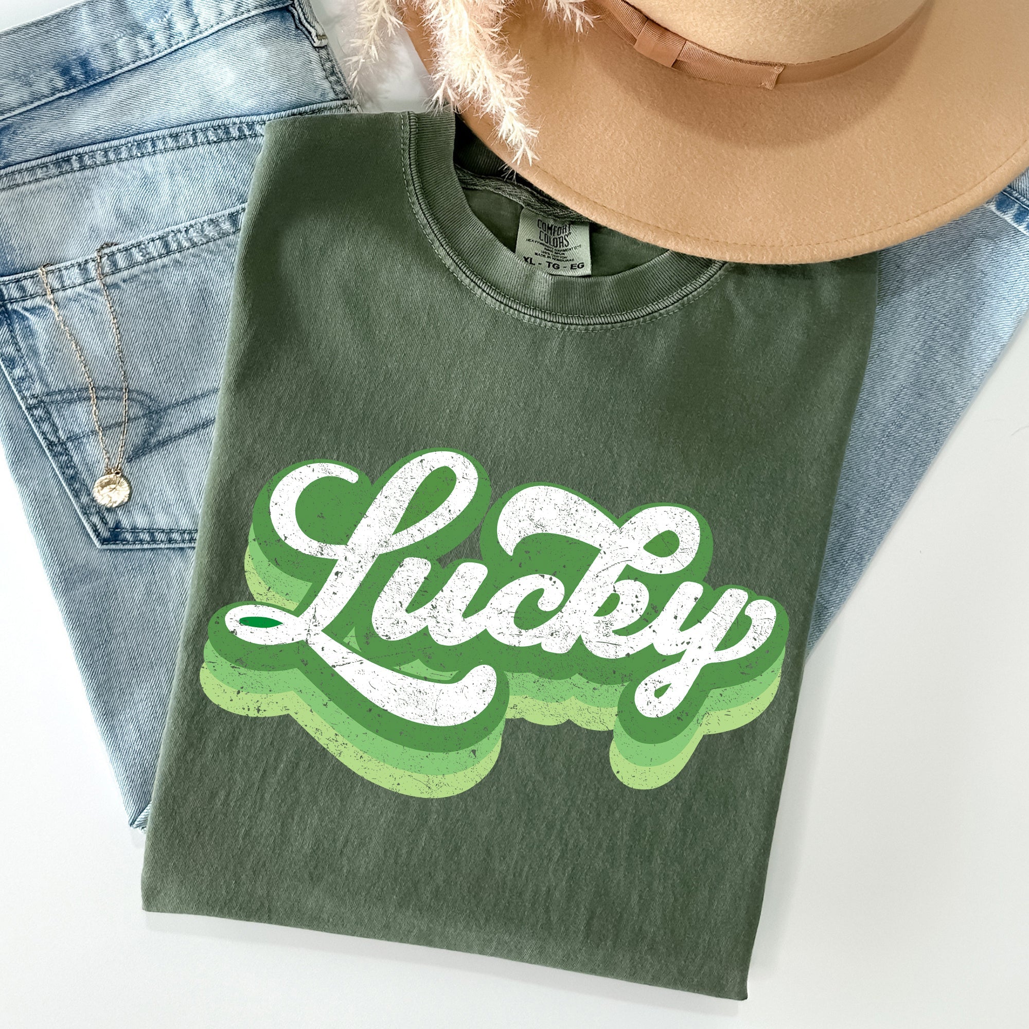 Retro Lucky Vintage Style St Patrick's Day Holiday Parade Edition Comfort Colors Tee