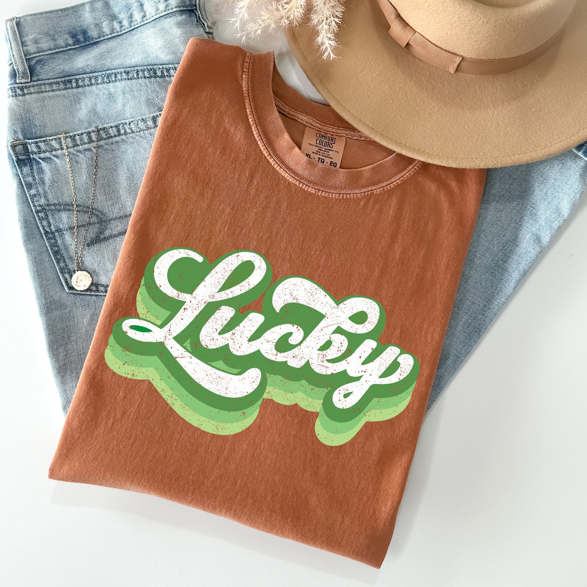 Retro Lucky Vintage Style St Patrick's Day Holiday Parade Edition Comfort Colors Tee
