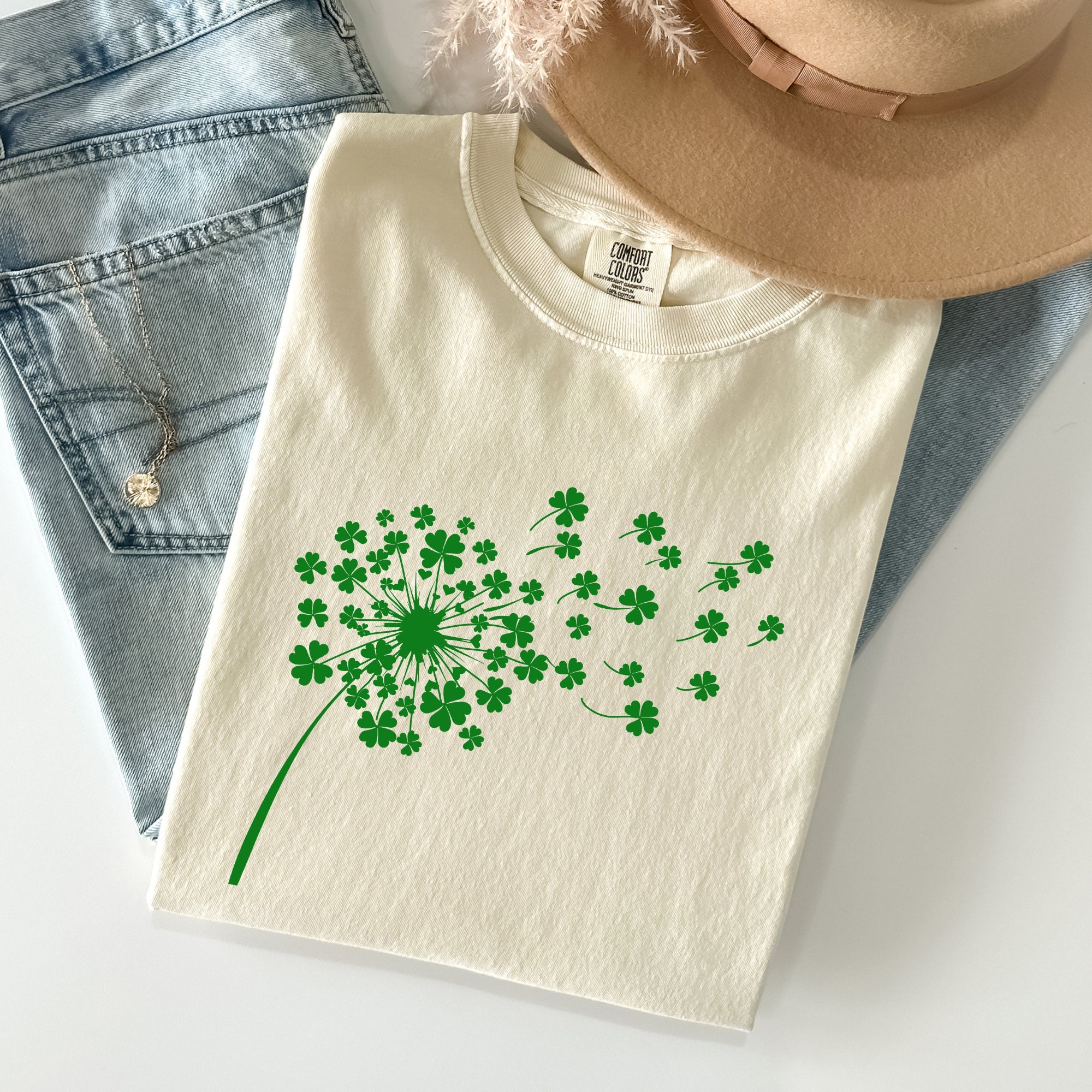 Dandelion, St Patrick's Day, Shamrocks Vintage Limited Edition Comfort Colors Tee