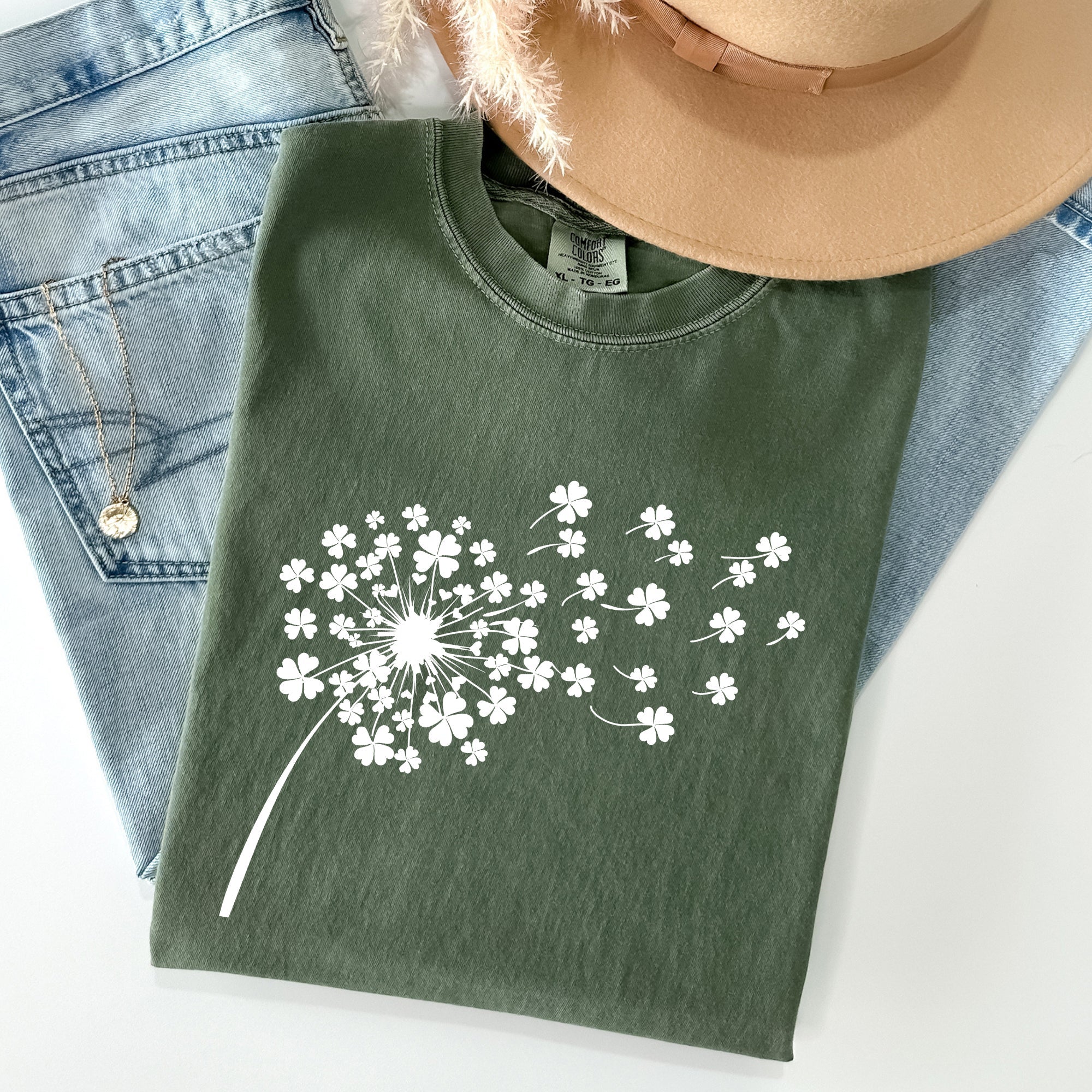 Dandelion, St Patrick's Day, Shamrocks Vintage Limited Edition Comfort Colors Tee