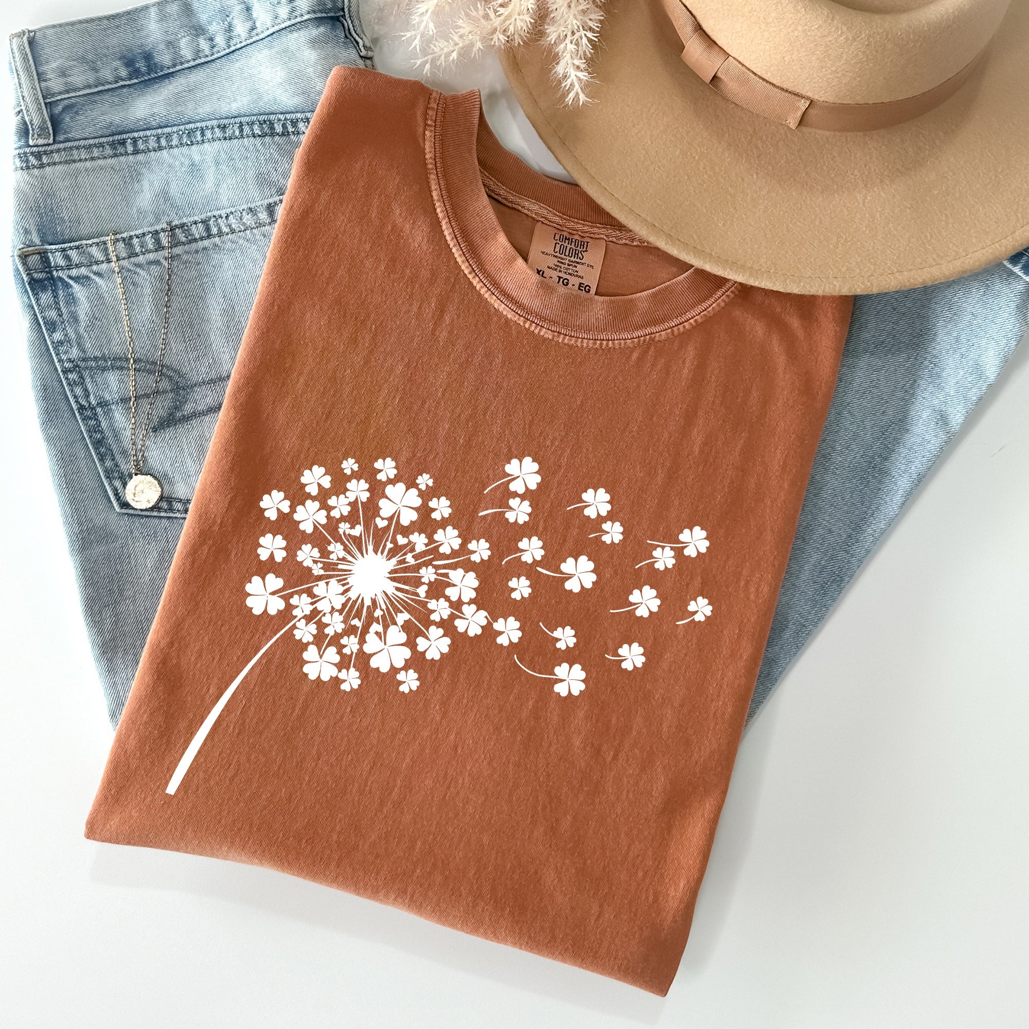Dandelion, St Patrick's Day, Shamrocks Vintage Limited Edition Comfort Colors Tee