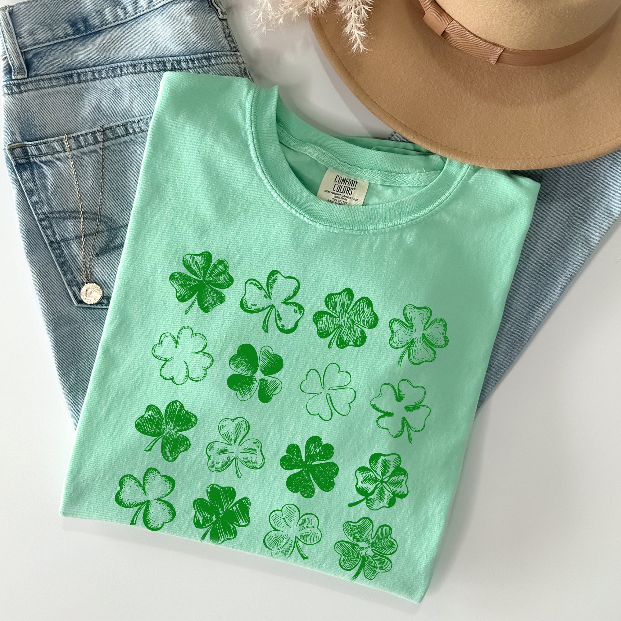 Shamrock Doodles Retro St Patrick's Day Vintage Limited Edition Comfort Colors Tee