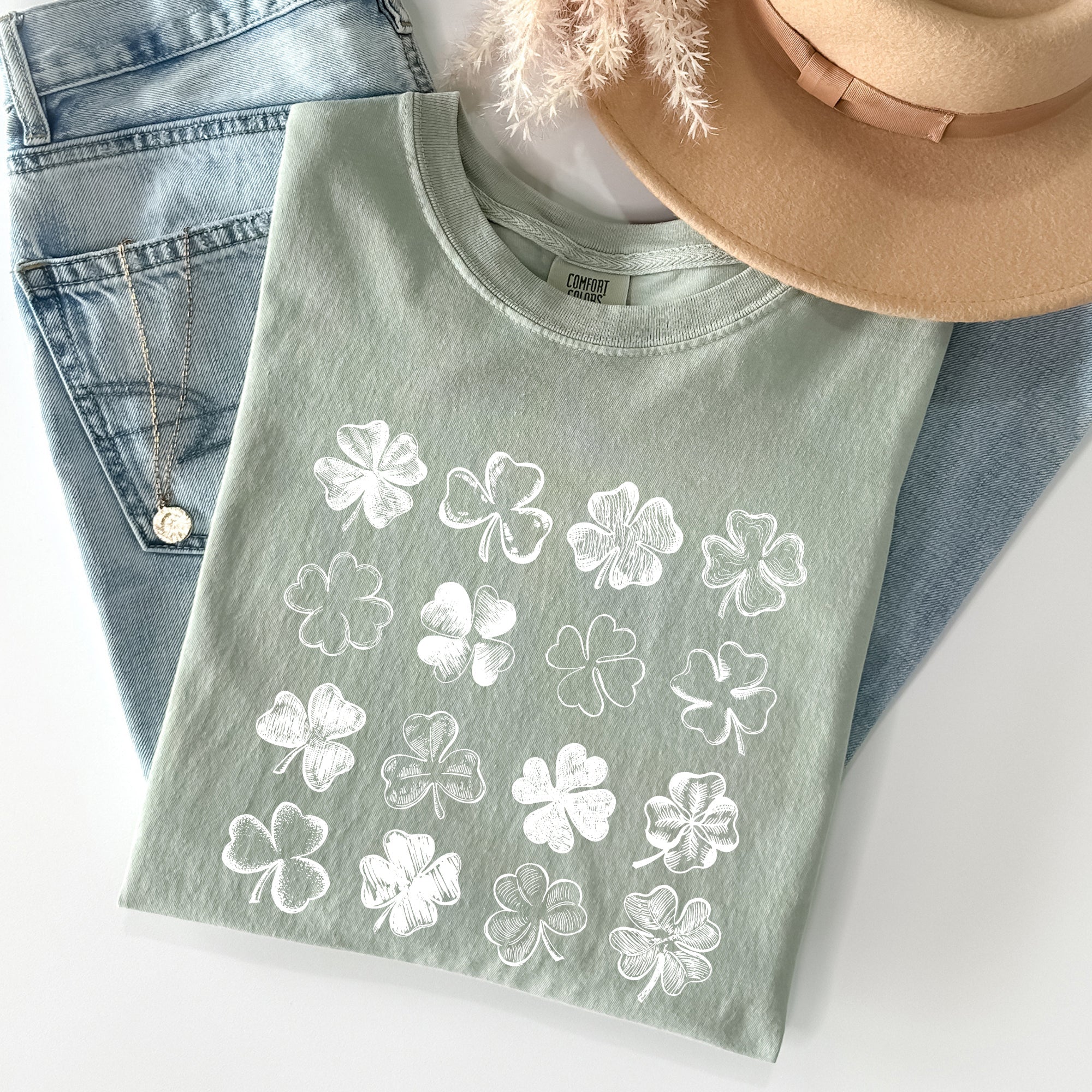 Shamrock Doodles Retro St Patrick's Day Vintage Limited Edition Comfort Colors Tee