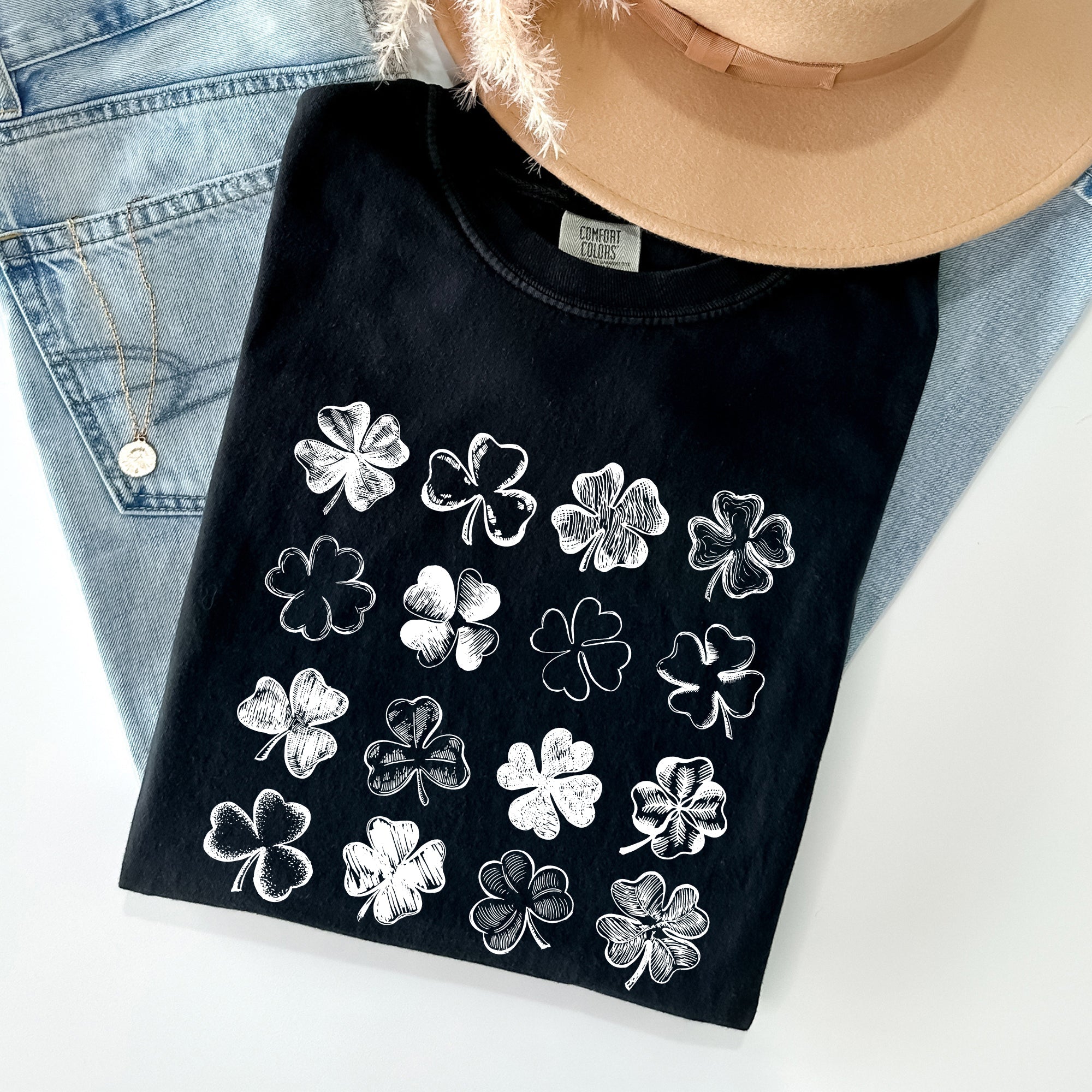 Shamrock Doodles Retro St Patrick's Day Vintage Limited Edition Comfort Colors Tee
