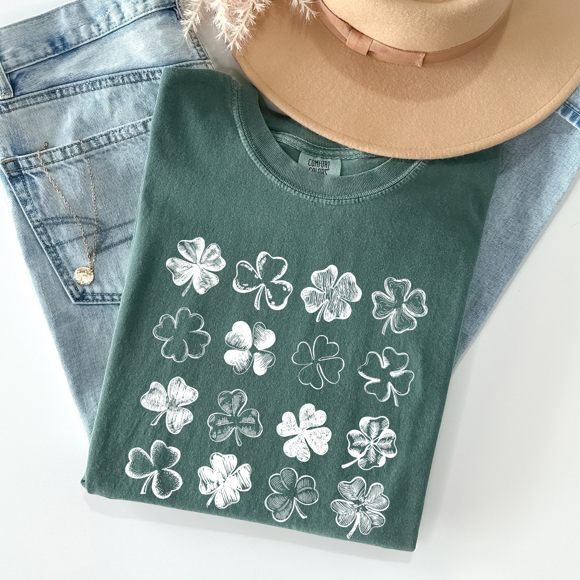 Shamrock Doodles Retro St Patrick's Day Vintage Limited Edition Comfort Colors Tee