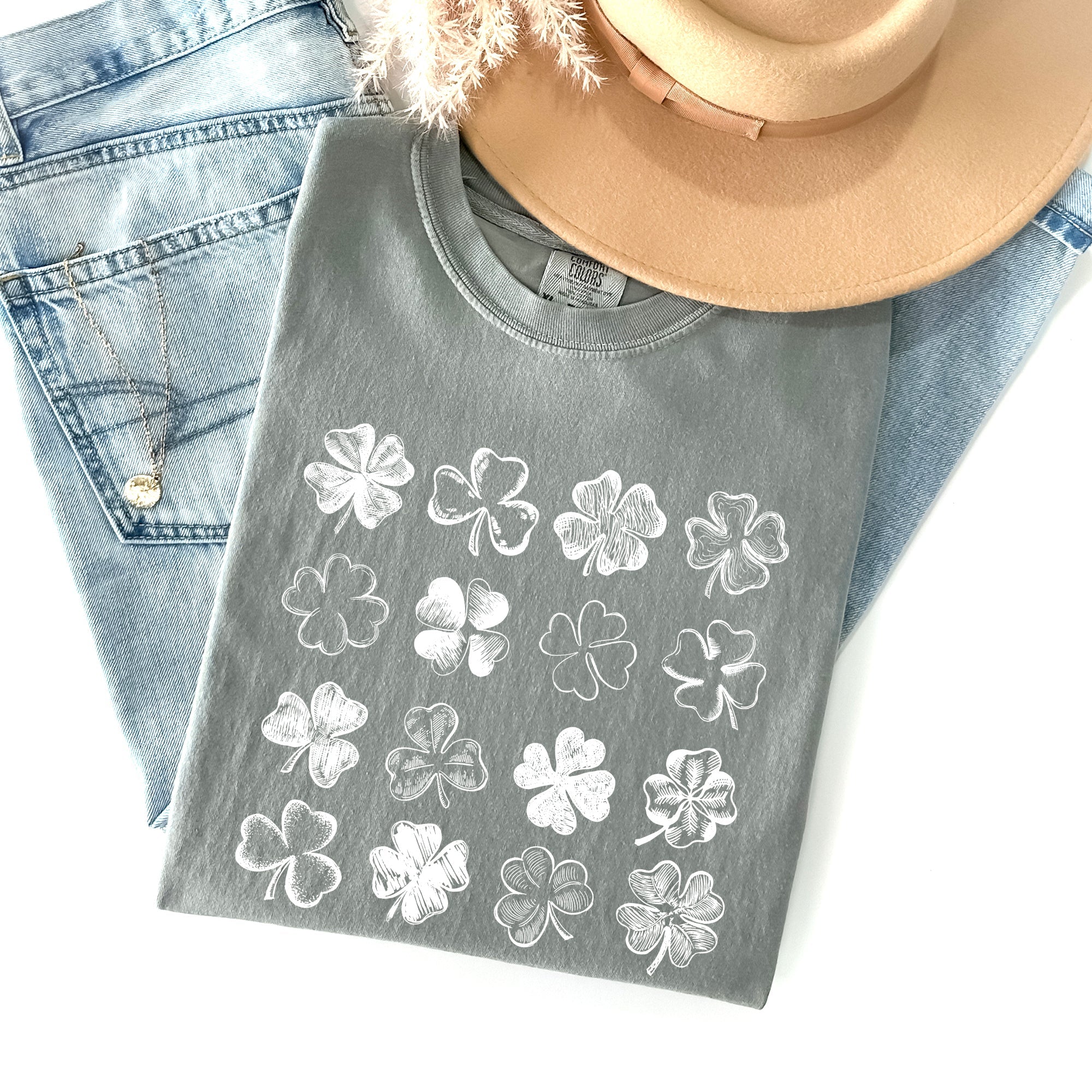Shamrock Doodles Retro St Patrick's Day Vintage Limited Edition Comfort Colors Tee