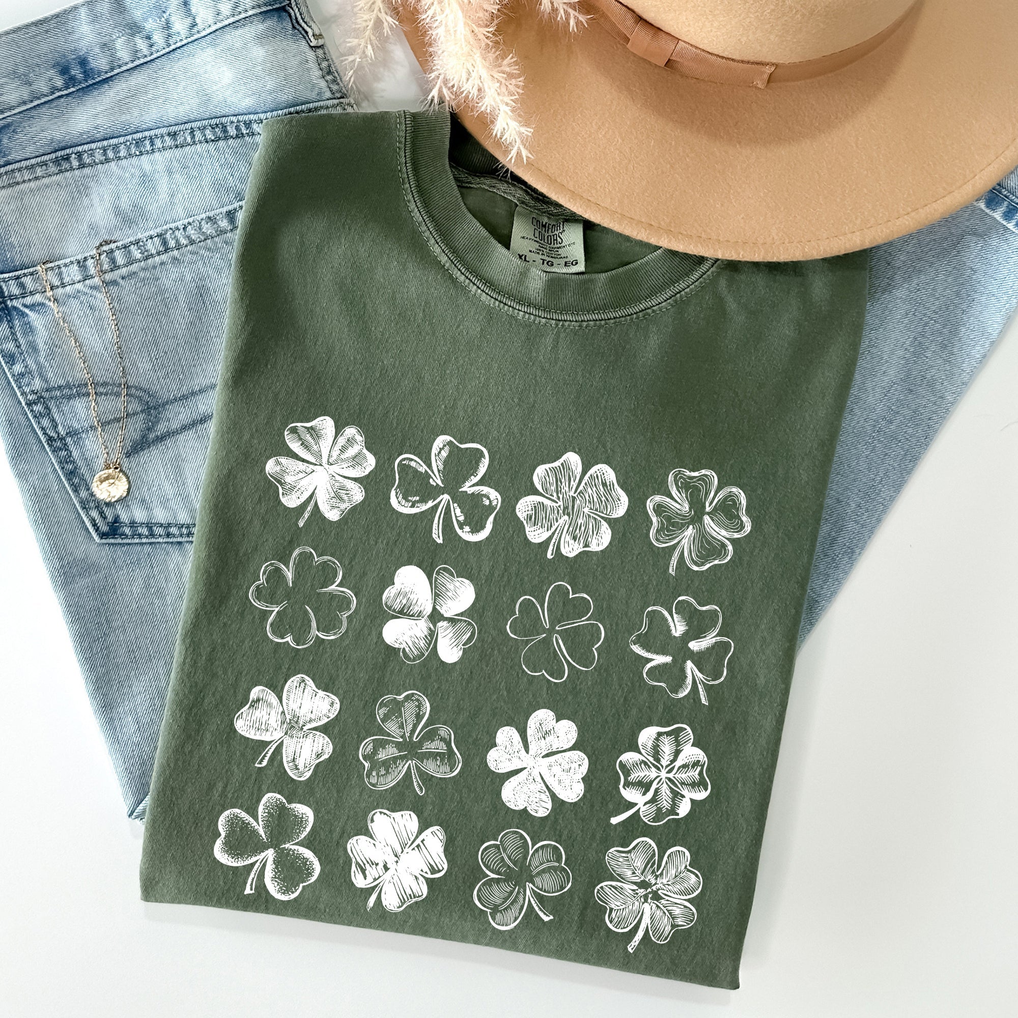 Shamrock Doodles Retro St Patrick's Day Vintage Limited Edition Comfort Colors Tee