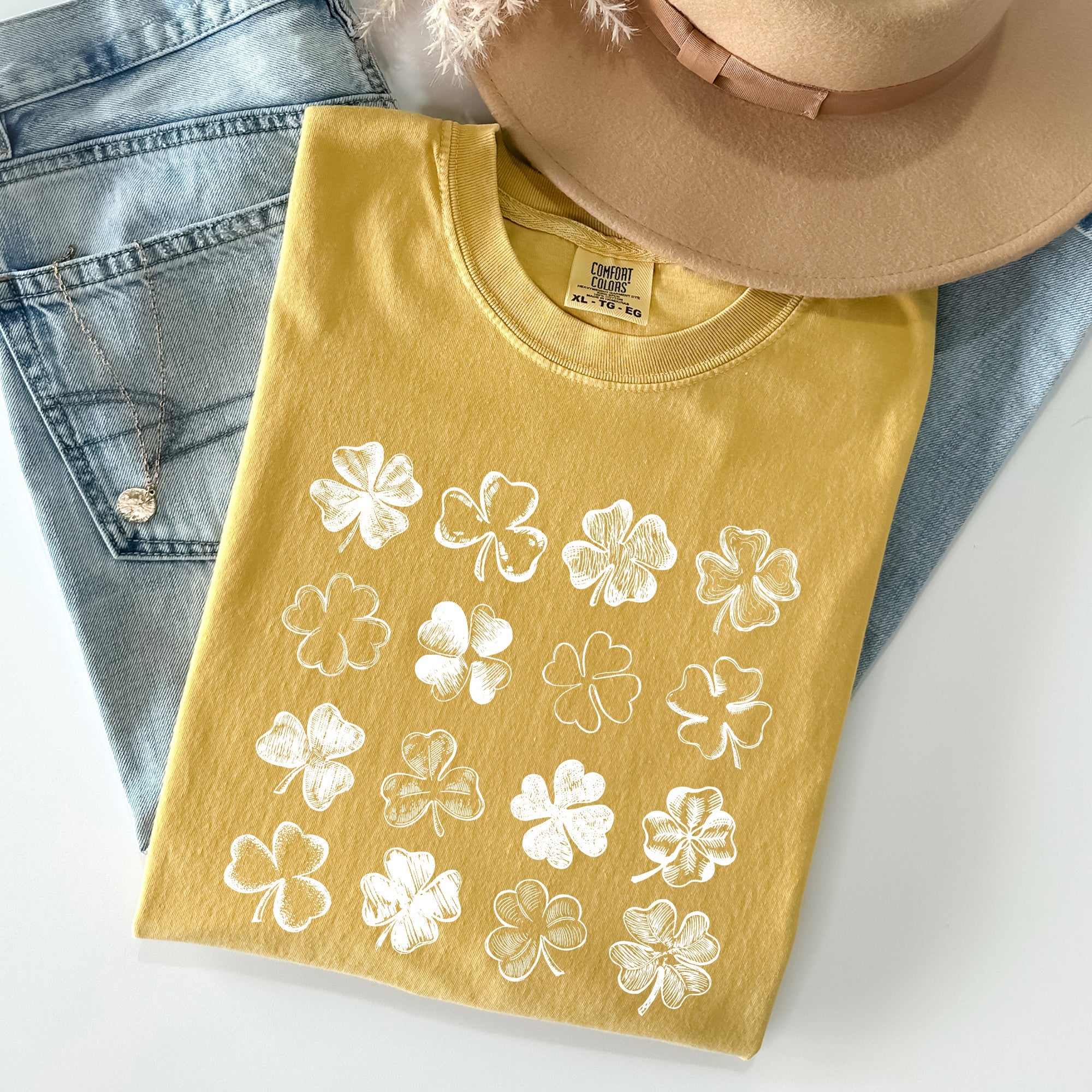 Shamrock Doodles Retro St Patrick's Day Vintage Limited Edition Comfort Colors Tee