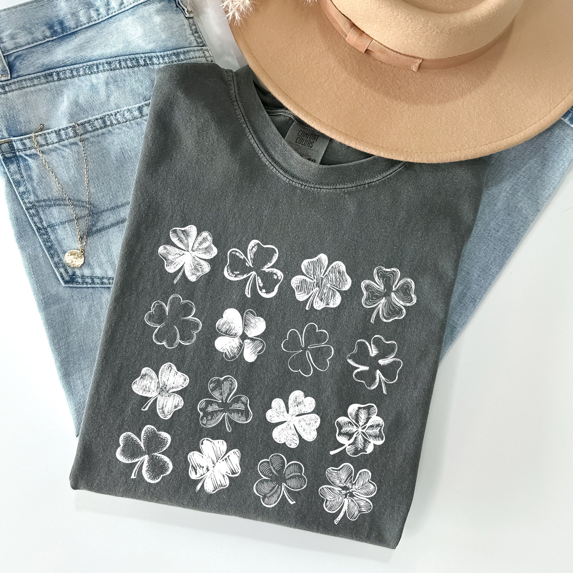 Shamrock Doodles Retro St Patrick's Day Vintage Limited Edition Comfort Colors Tee