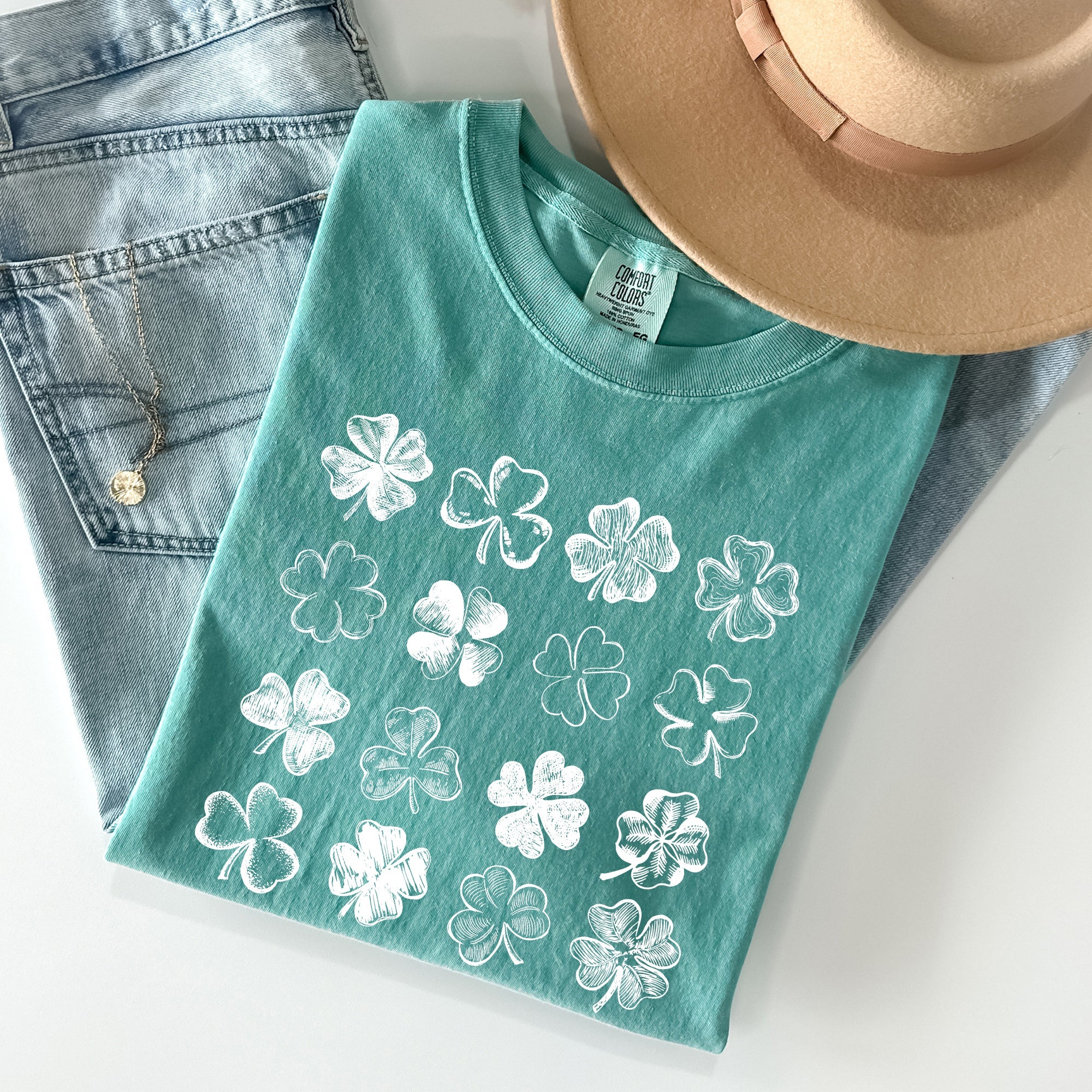 Shamrock Doodles Retro St Patrick's Day Vintage Limited Edition Comfort Colors Tee
