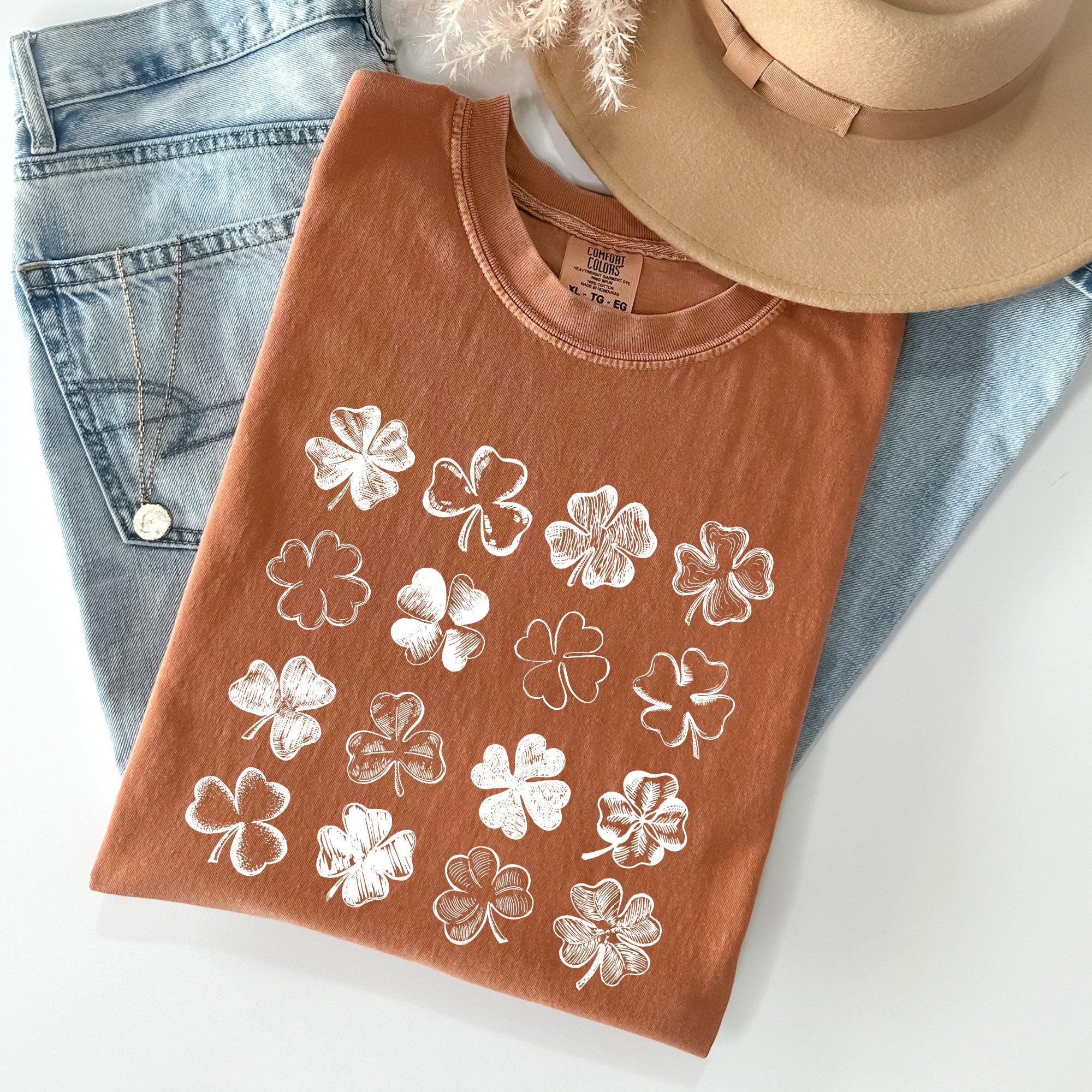 Shamrock Doodles Retro St Patrick's Day Vintage Limited Edition Comfort Colors Tee