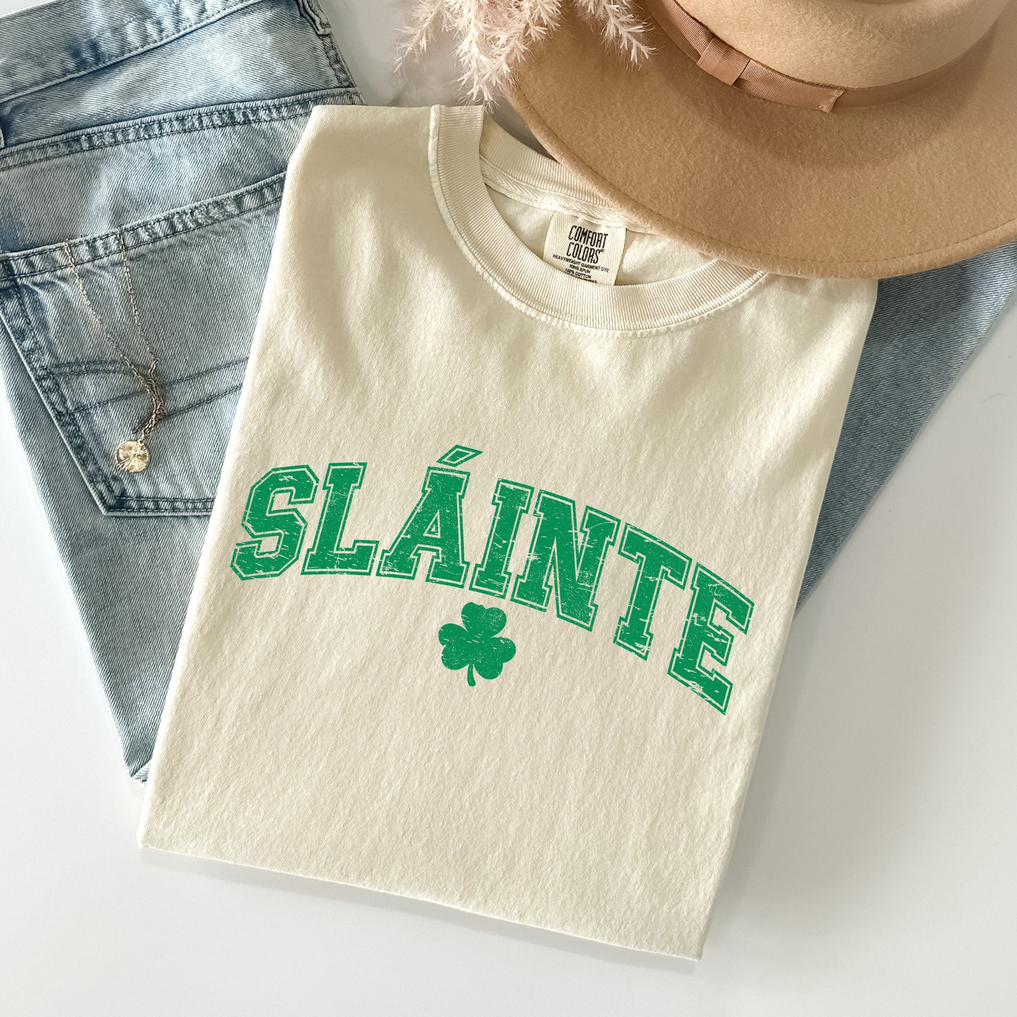 Slainte Gaelic Health Luck Collegiate St Patrick's Day Vintage Comfort Colors Tee