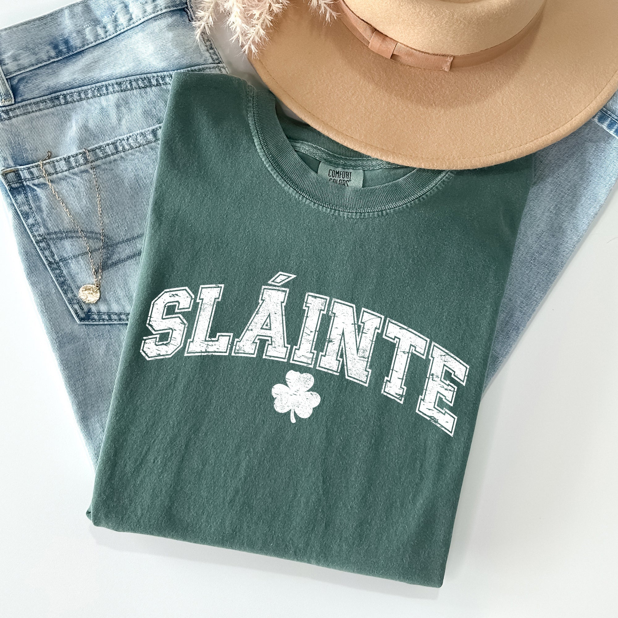 Slainte Gaelic Health Luck Collegiate St Patrick's Day Vintage Comfort Colors Tee