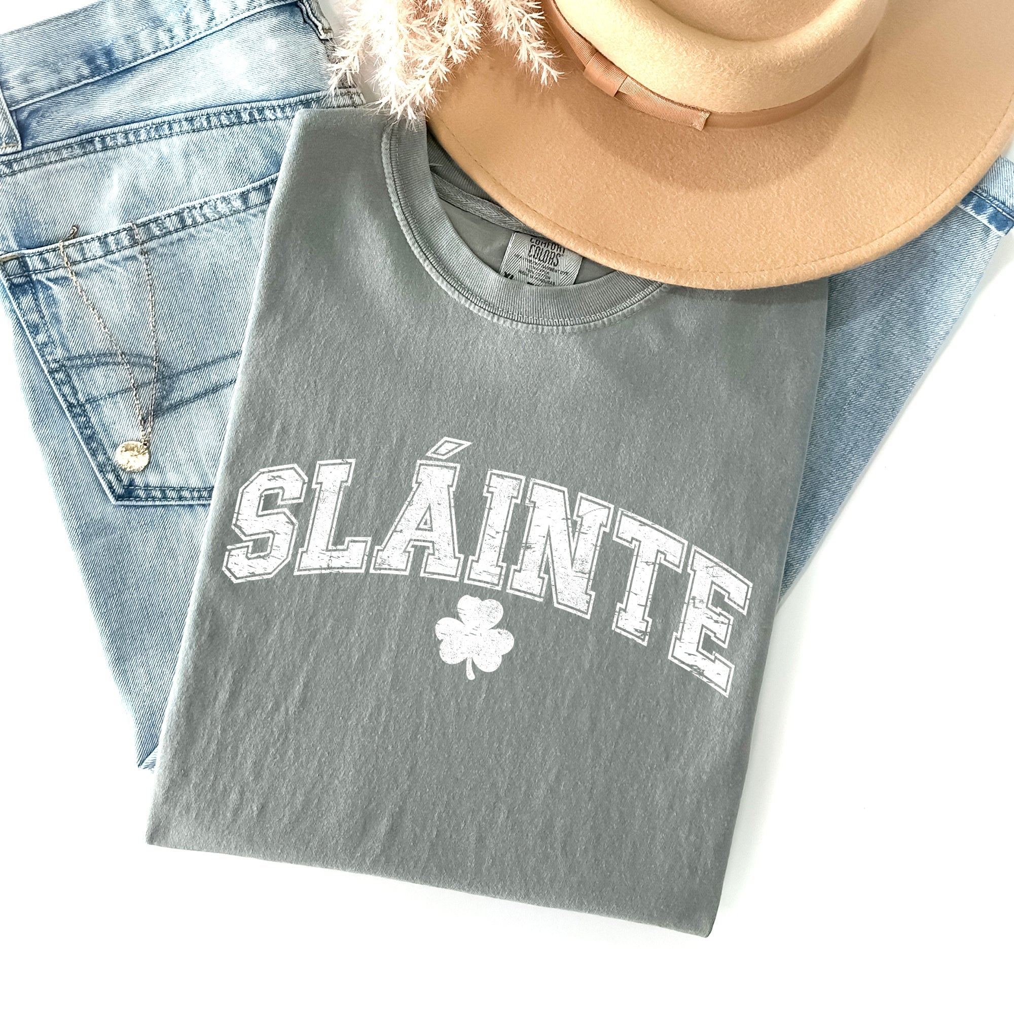 Slainte Gaelic Health Luck Collegiate St Patrick's Day Vintage Comfort Colors Tee