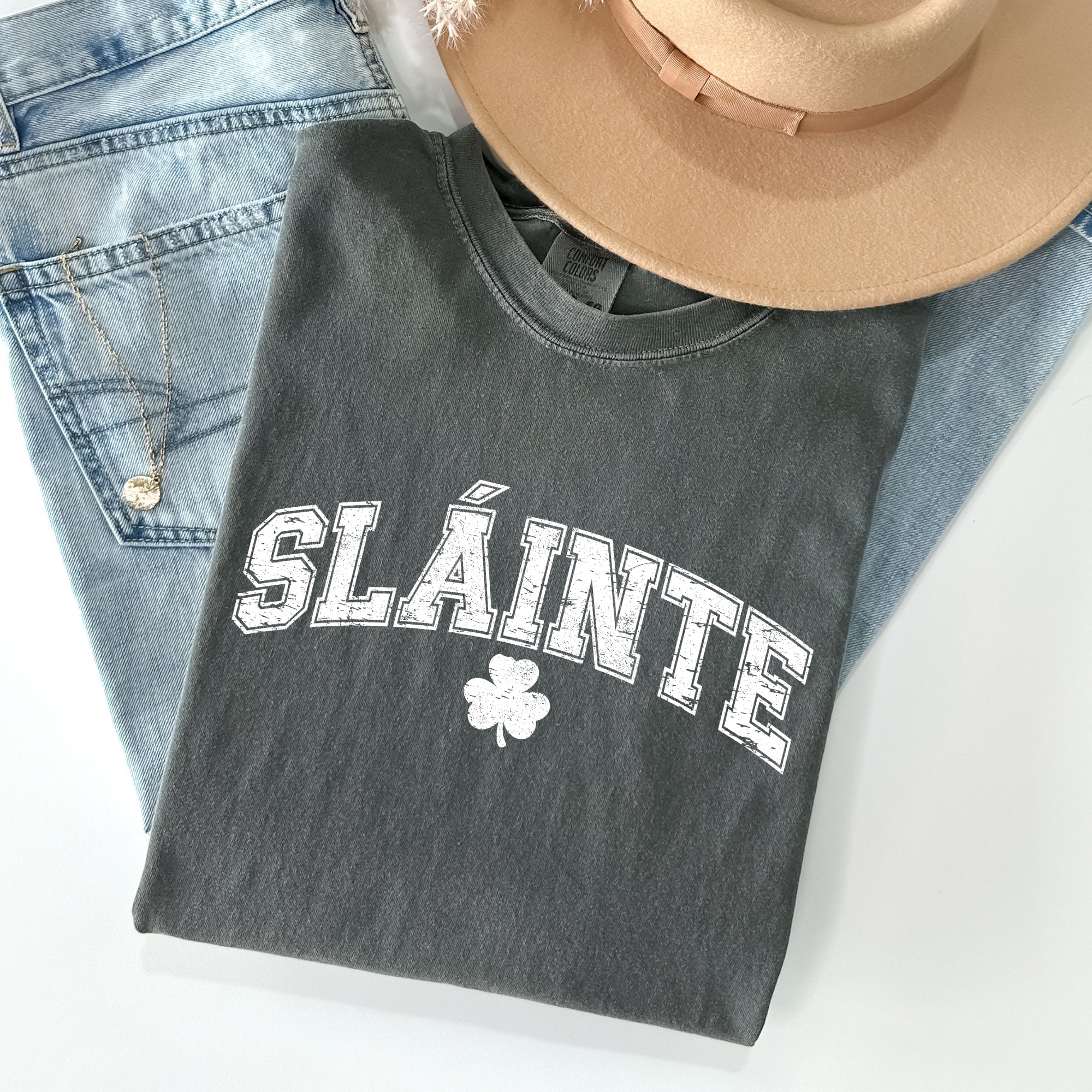 Slainte Gaelic Health Luck Collegiate St Patrick's Day Vintage Comfort Colors Tee