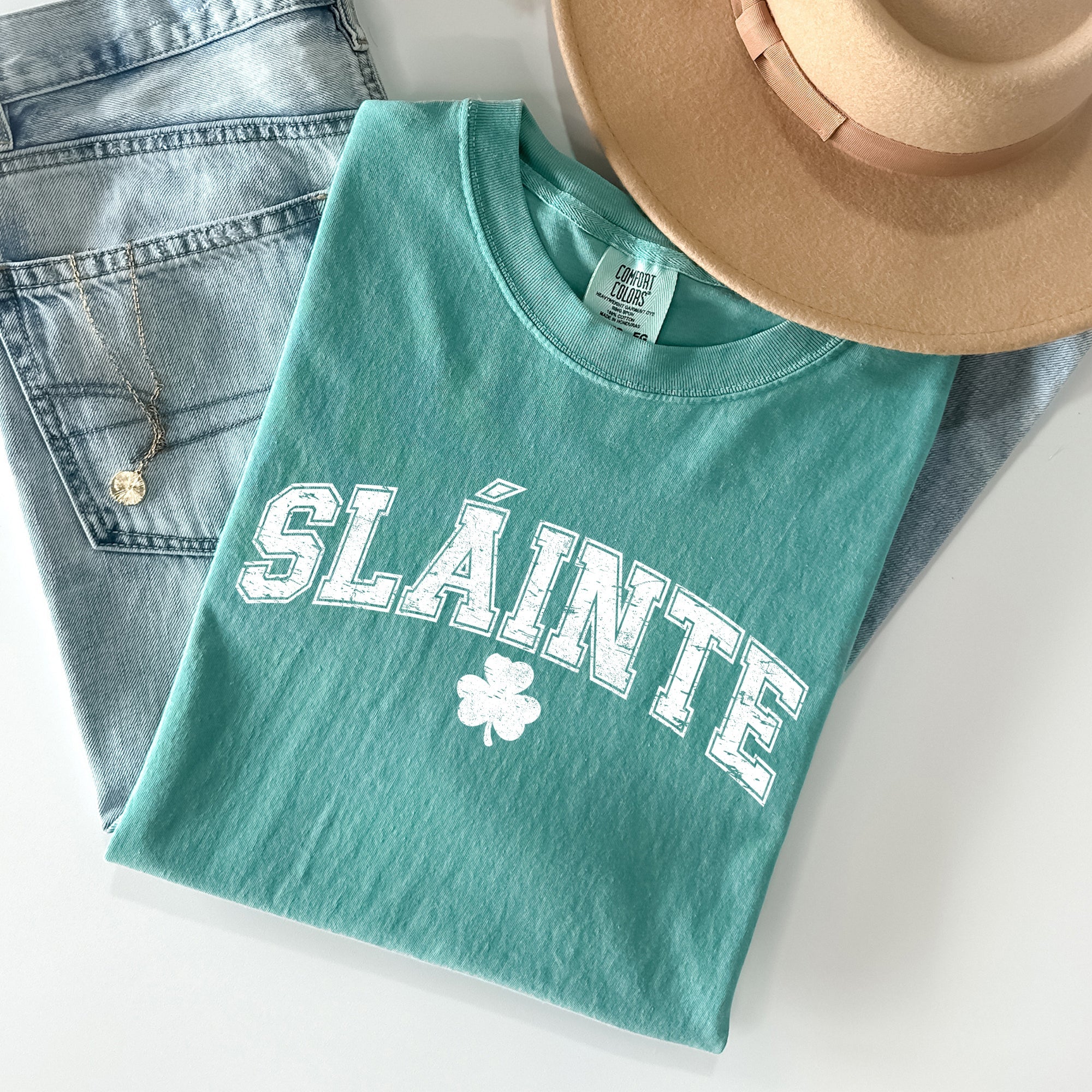 Slainte Gaelic Health Luck Collegiate St Patrick's Day Vintage Comfort Colors Tee