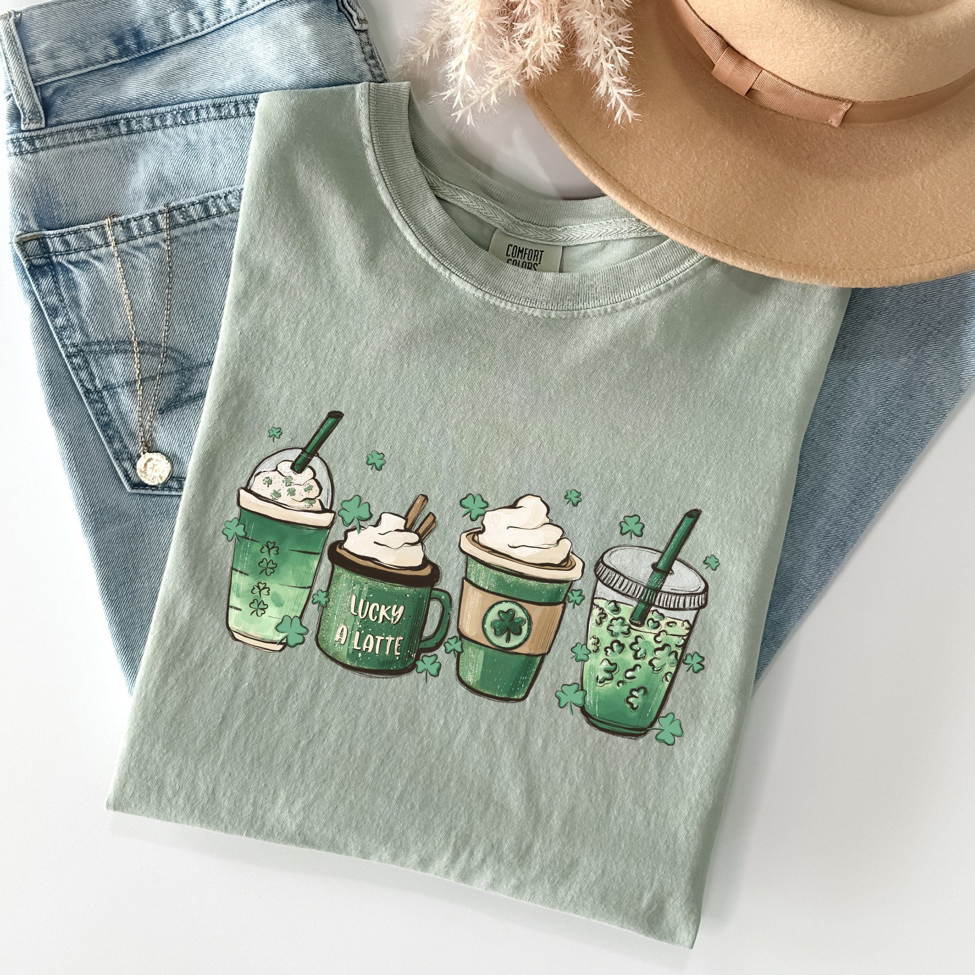 St Patrick's Day Coffee Drinks Shamrock Edition Limited Celebration Vintage Comfort Colors Tee