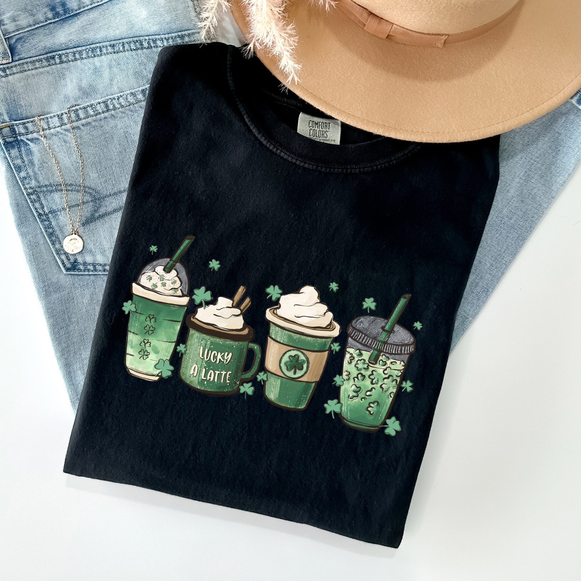St Patrick's Day Coffee Drinks Shamrock Edition Limited Celebration Vintage Comfort Colors Tee