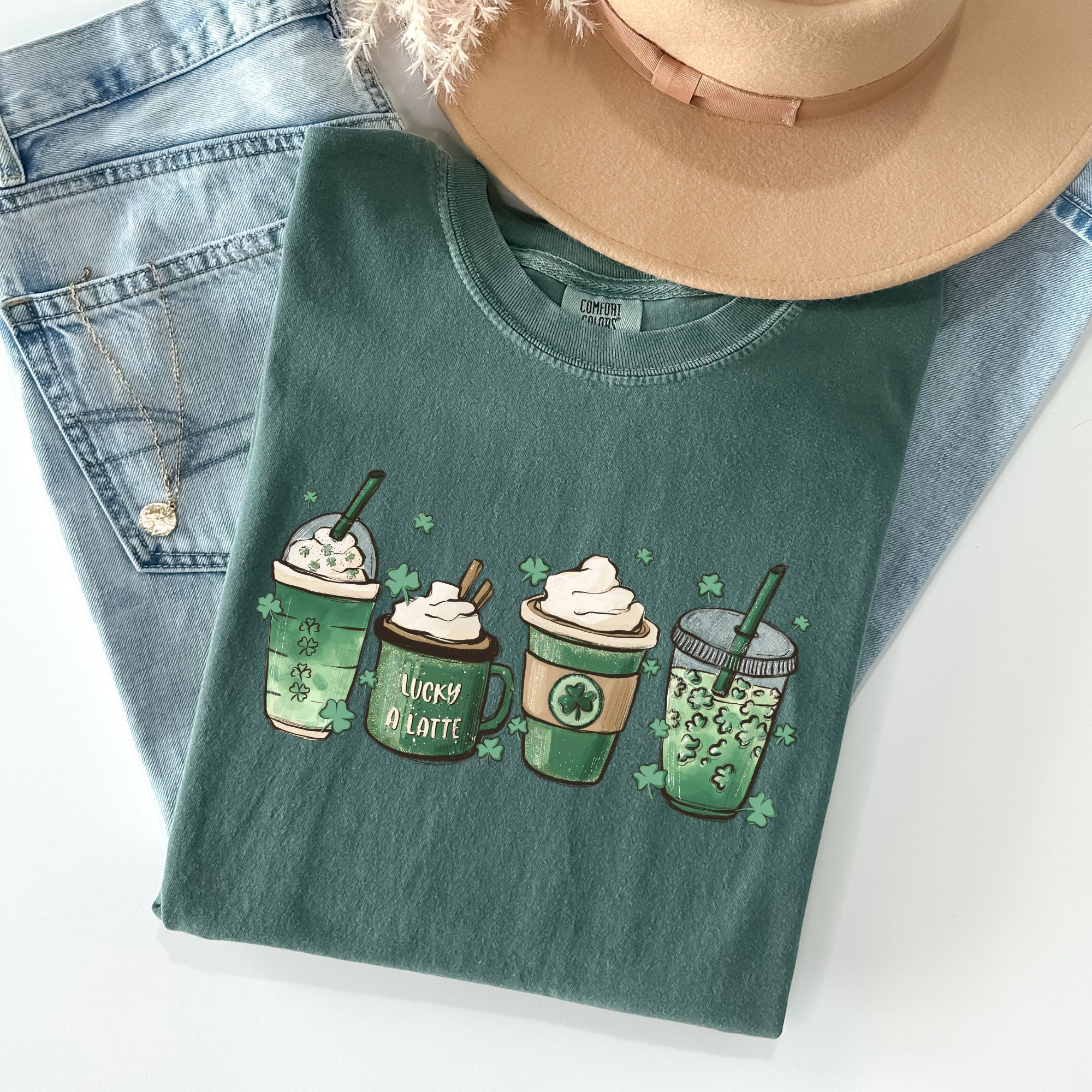 St Patrick's Day Coffee Drinks Shamrock Edition Limited Celebration Vintage Comfort Colors Tee