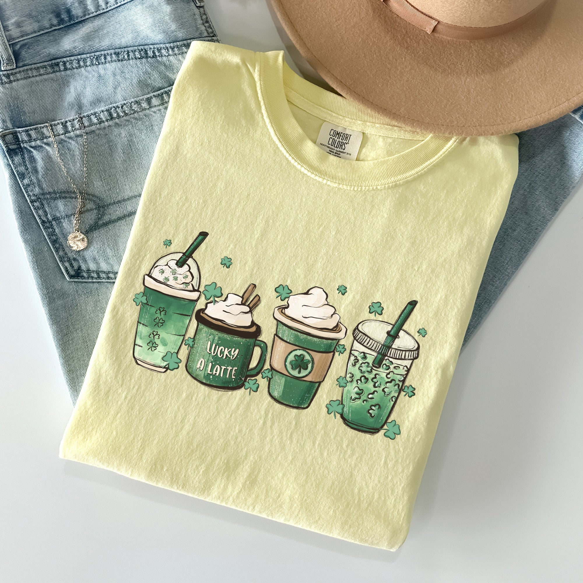 St Patrick's Day Coffee Drinks Shamrock Edition Limited Celebration Vintage Comfort Colors Tee