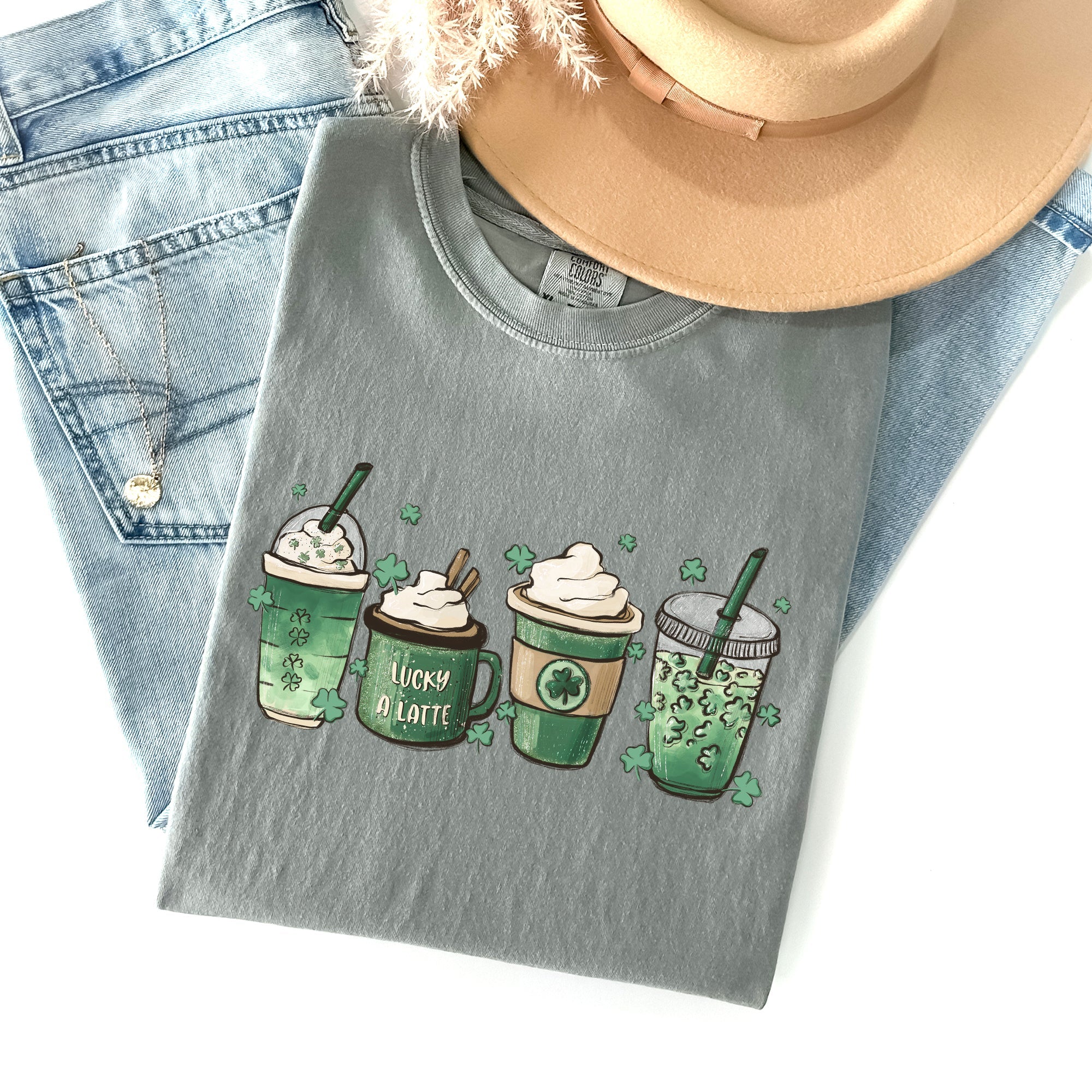 St Patrick's Day Coffee Drinks Shamrock Edition Limited Celebration Vintage Comfort Colors Tee
