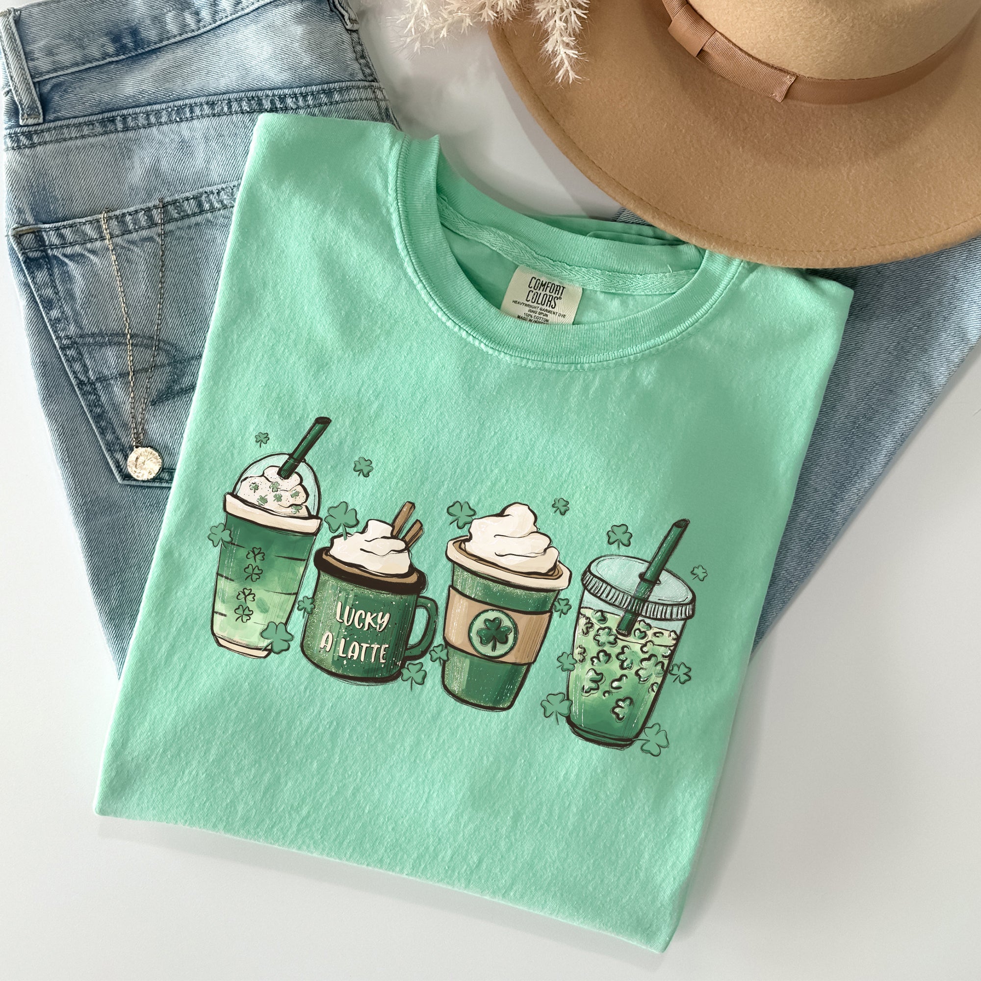 St Patrick's Day Coffee Drinks Shamrock Edition Limited Celebration Vintage Comfort Colors Tee