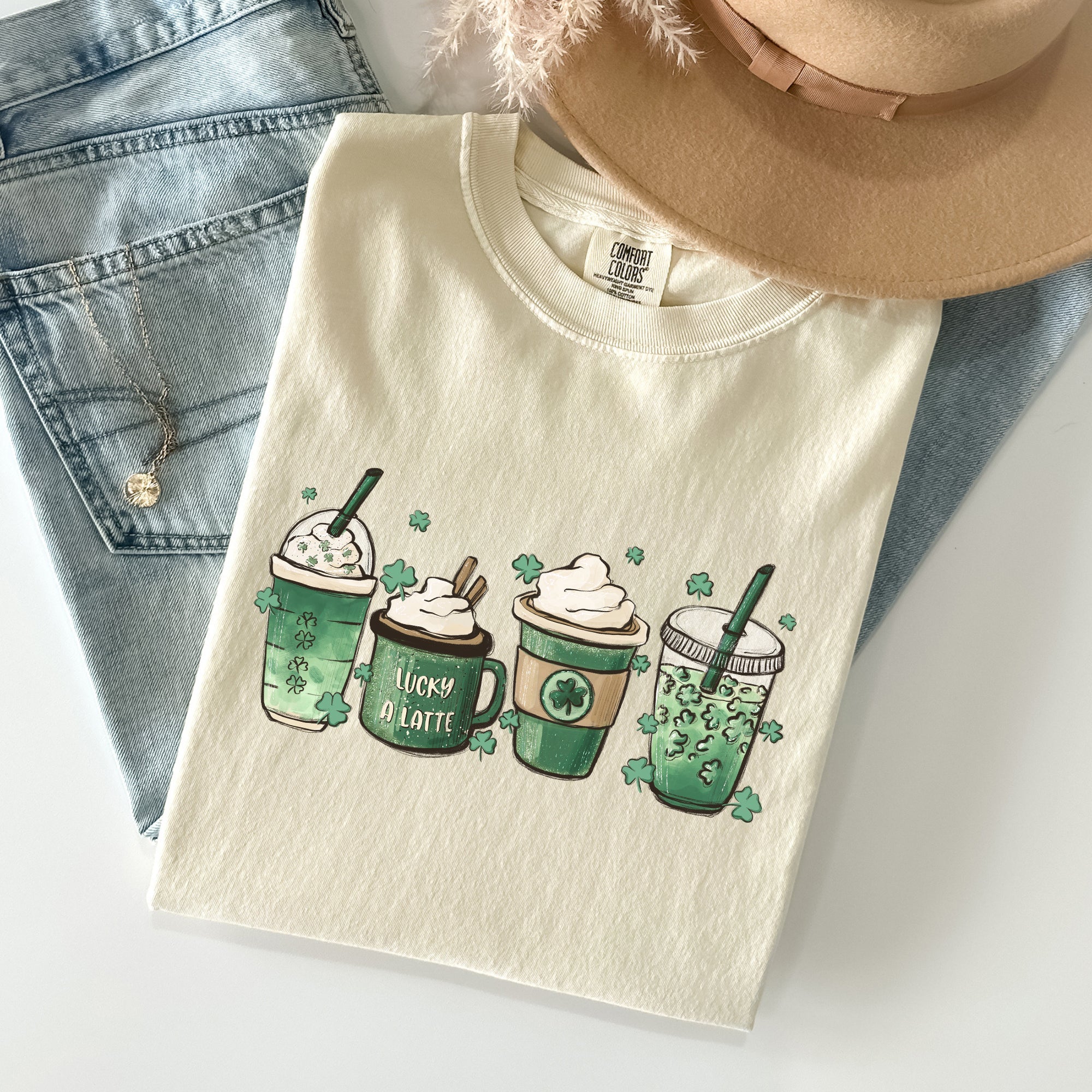 St Patrick's Day Coffee Drinks Shamrock Edition Limited Celebration Vintage Comfort Colors Tee