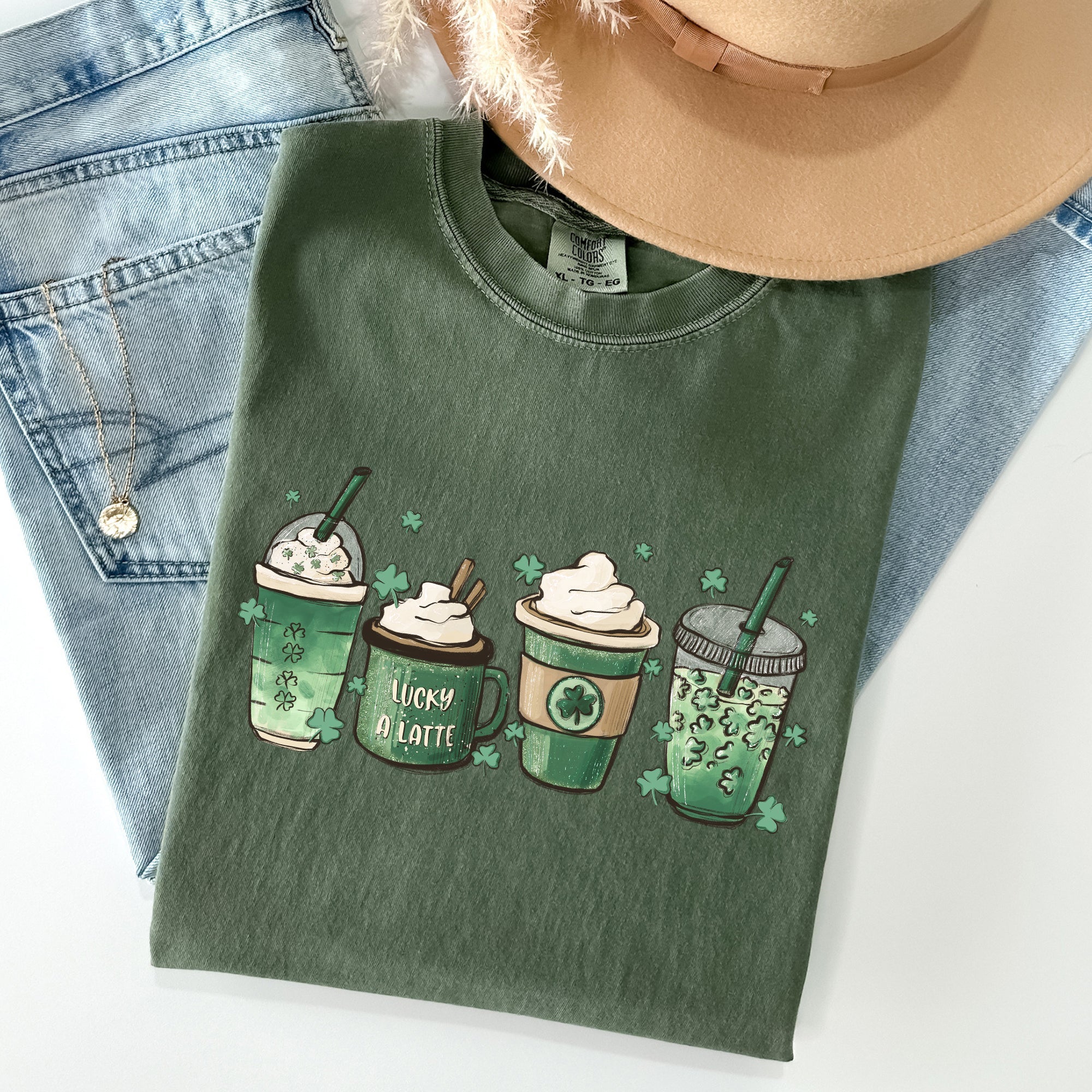 St Patrick's Day Coffee Drinks Shamrock Edition Limited Celebration Vintage Comfort Colors Tee